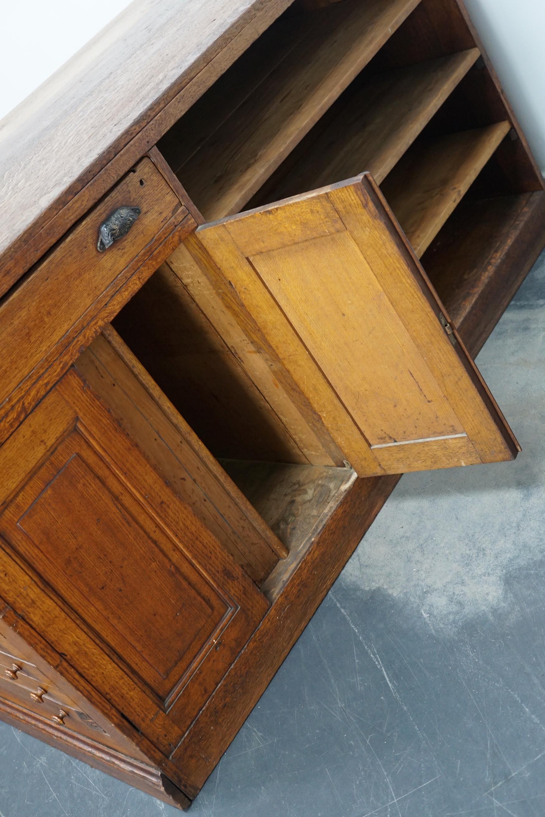 Antique French Oak Shop Counter Cabinet / Bank of Drawers, circa 1900s 11