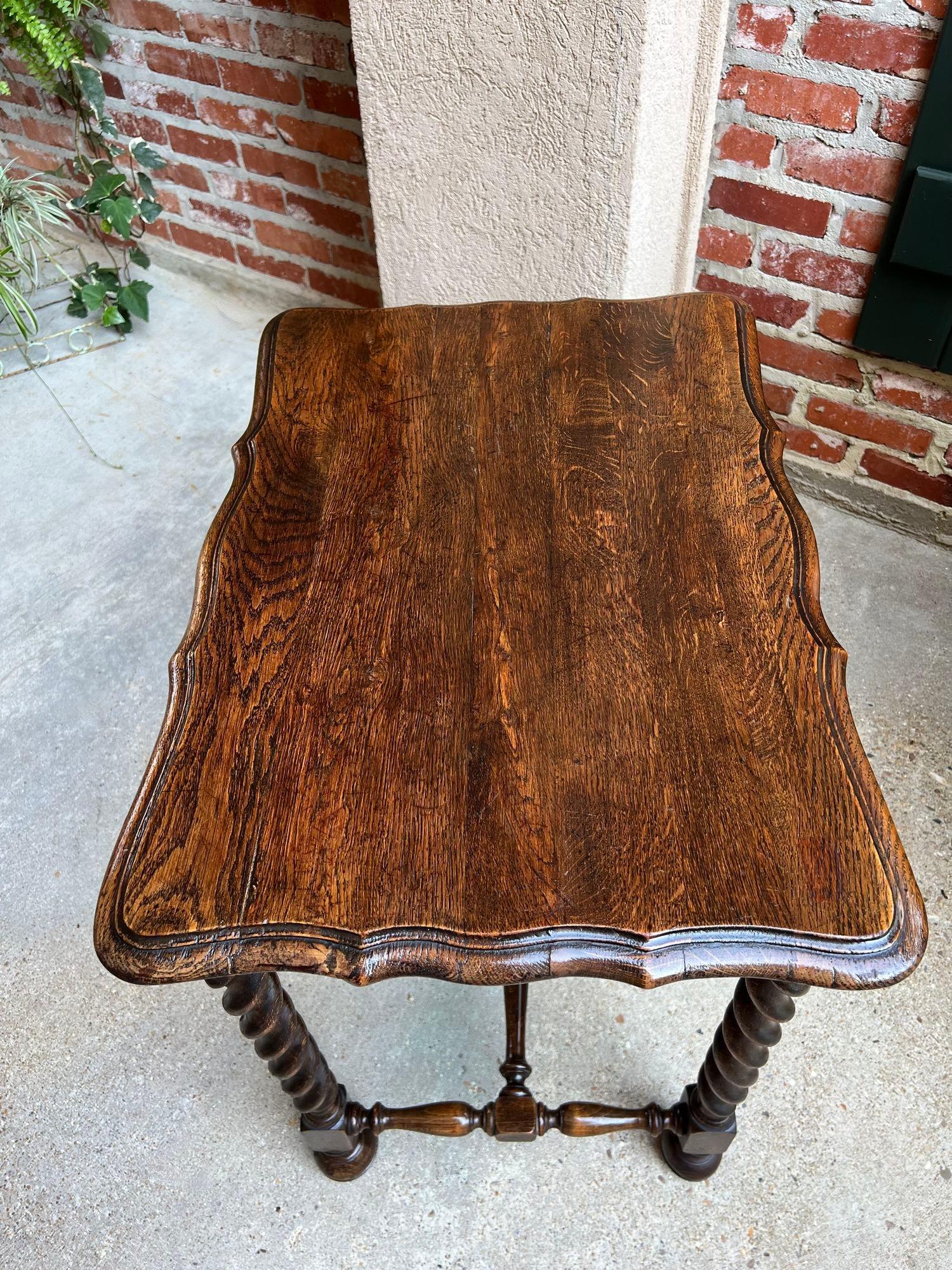 Antique French Oak Side Table Barley Twist Sofa Foyer Dark Oak c1900 For Sale 4