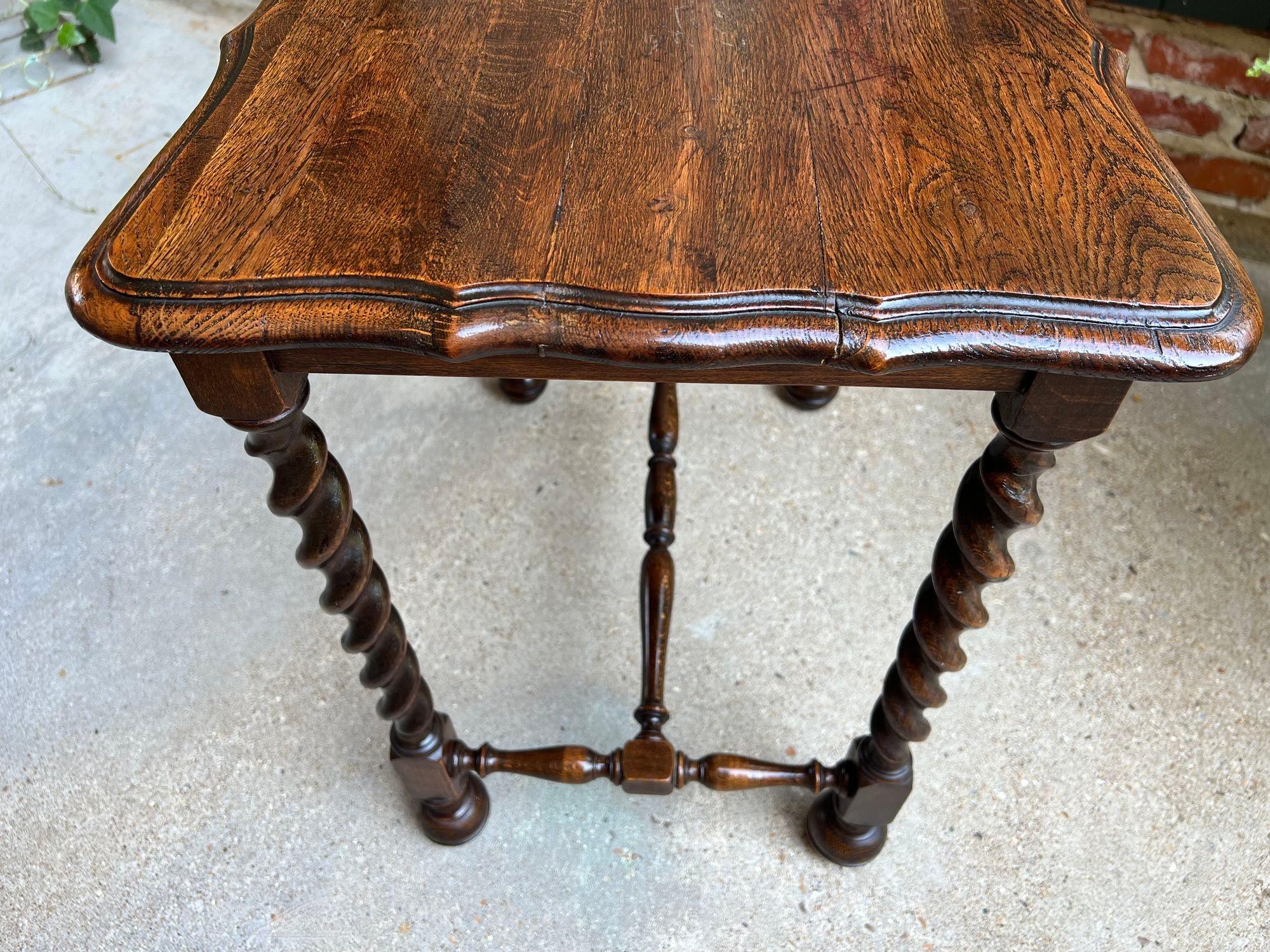 Antique French Oak Side Table Barley Twist Sofa Foyer Dark Oak c1900 For Sale 5
