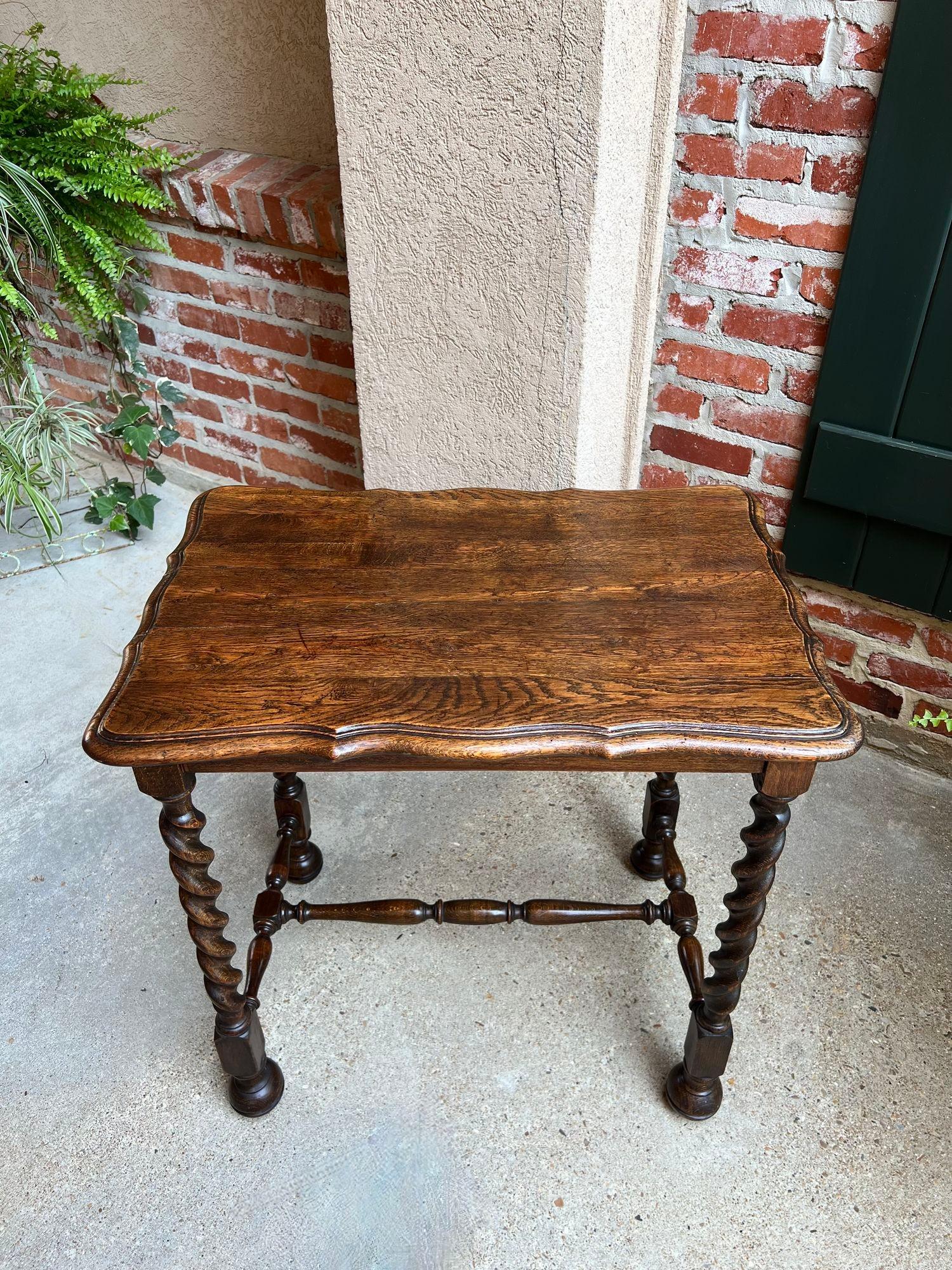 Antique French Oak Side Table Barley Twist Sofa Foyer Dark Oak c1900 For Sale 1