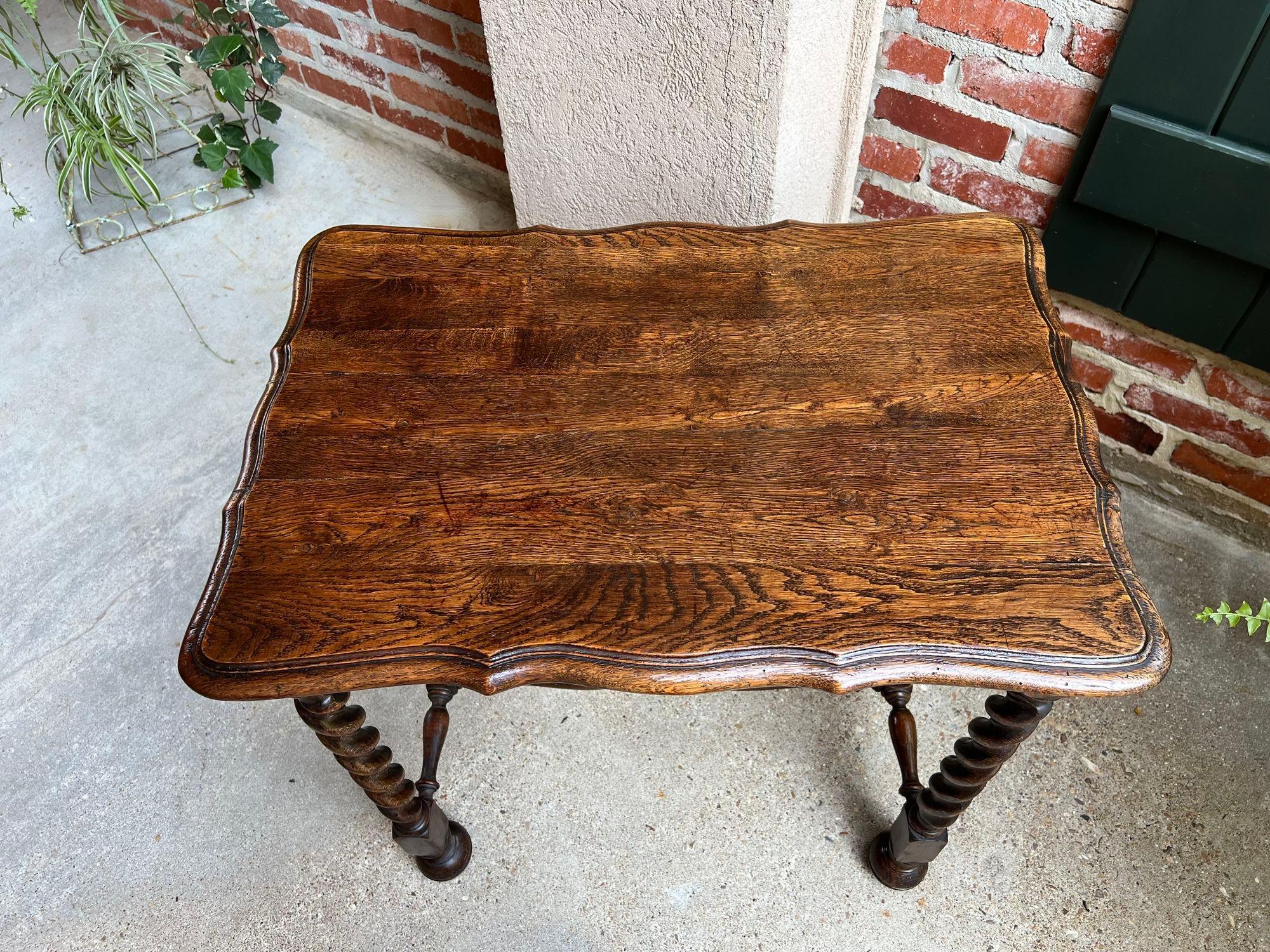 Antique French Oak Side Table Barley Twist Sofa Foyer Dark Oak c1900 For Sale 2