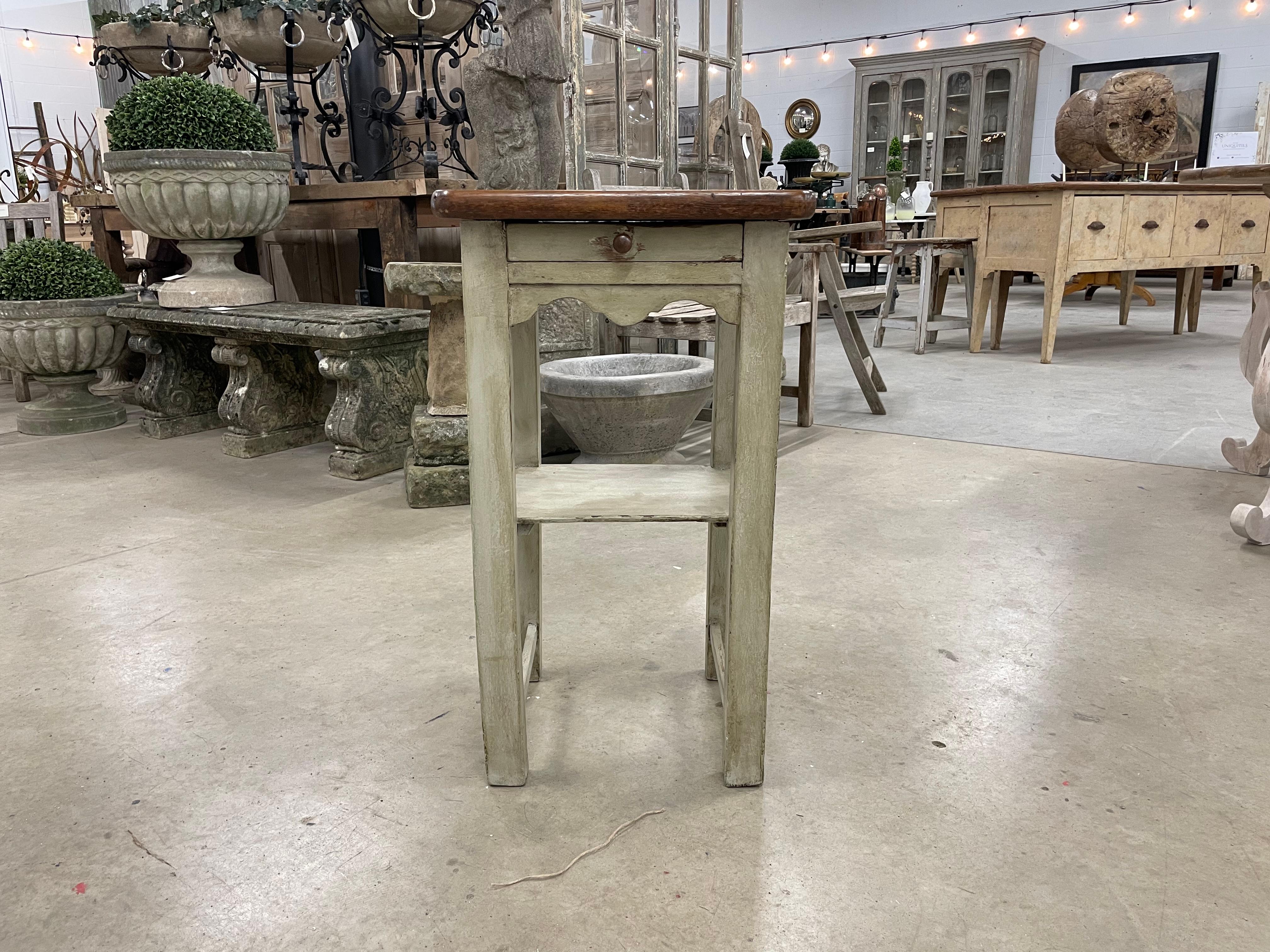 Hand-Carved Antique French Oak Side Table For Sale