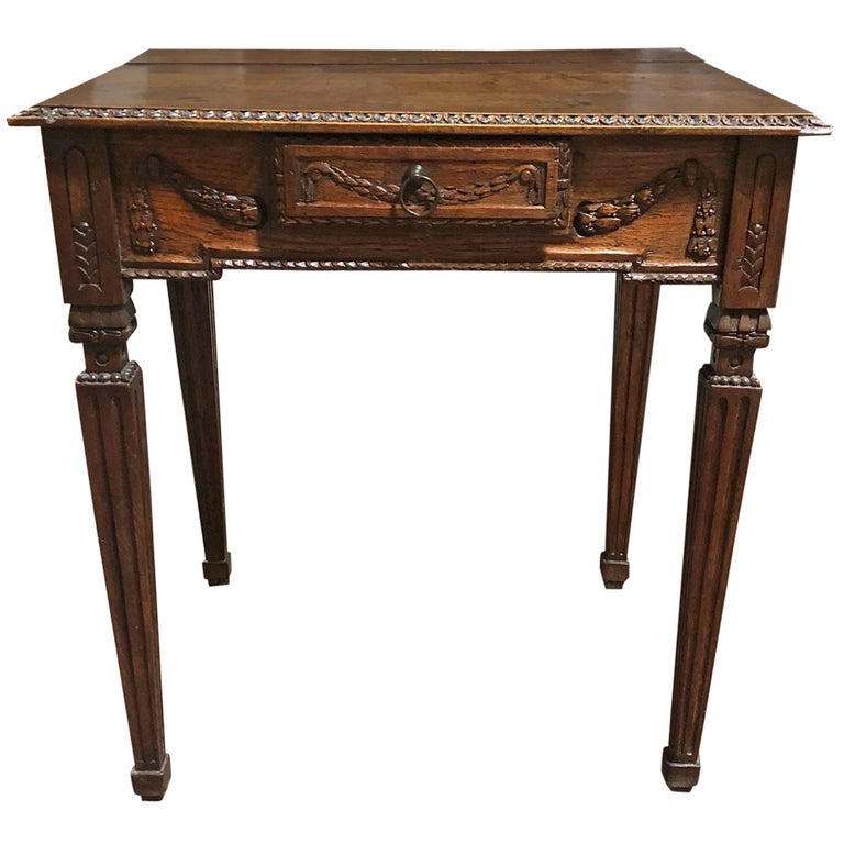 Antique French Oak Side Table at 1stDibs