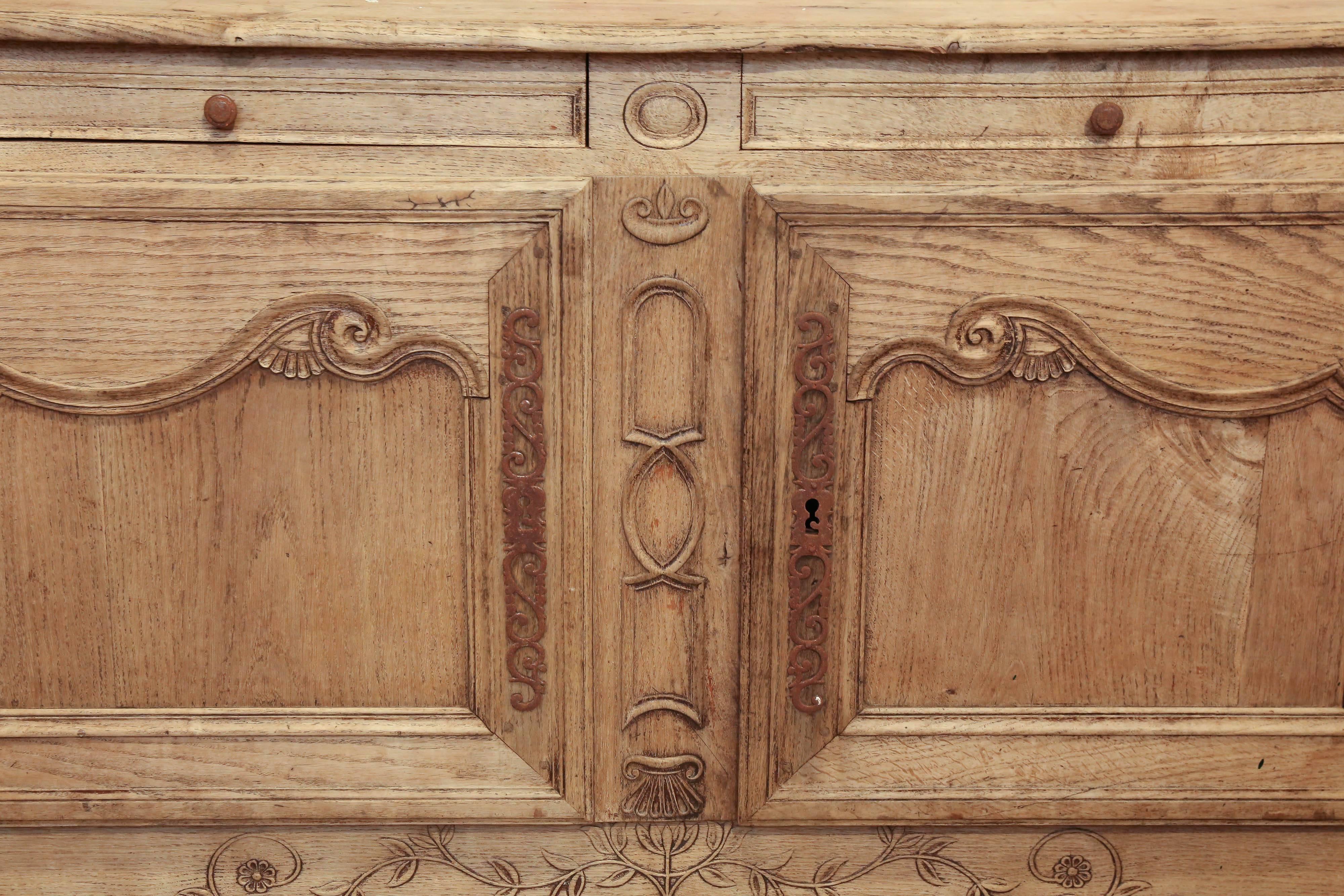 Amsterdam School Antique French Oak Sideboard Buffet Cabinet