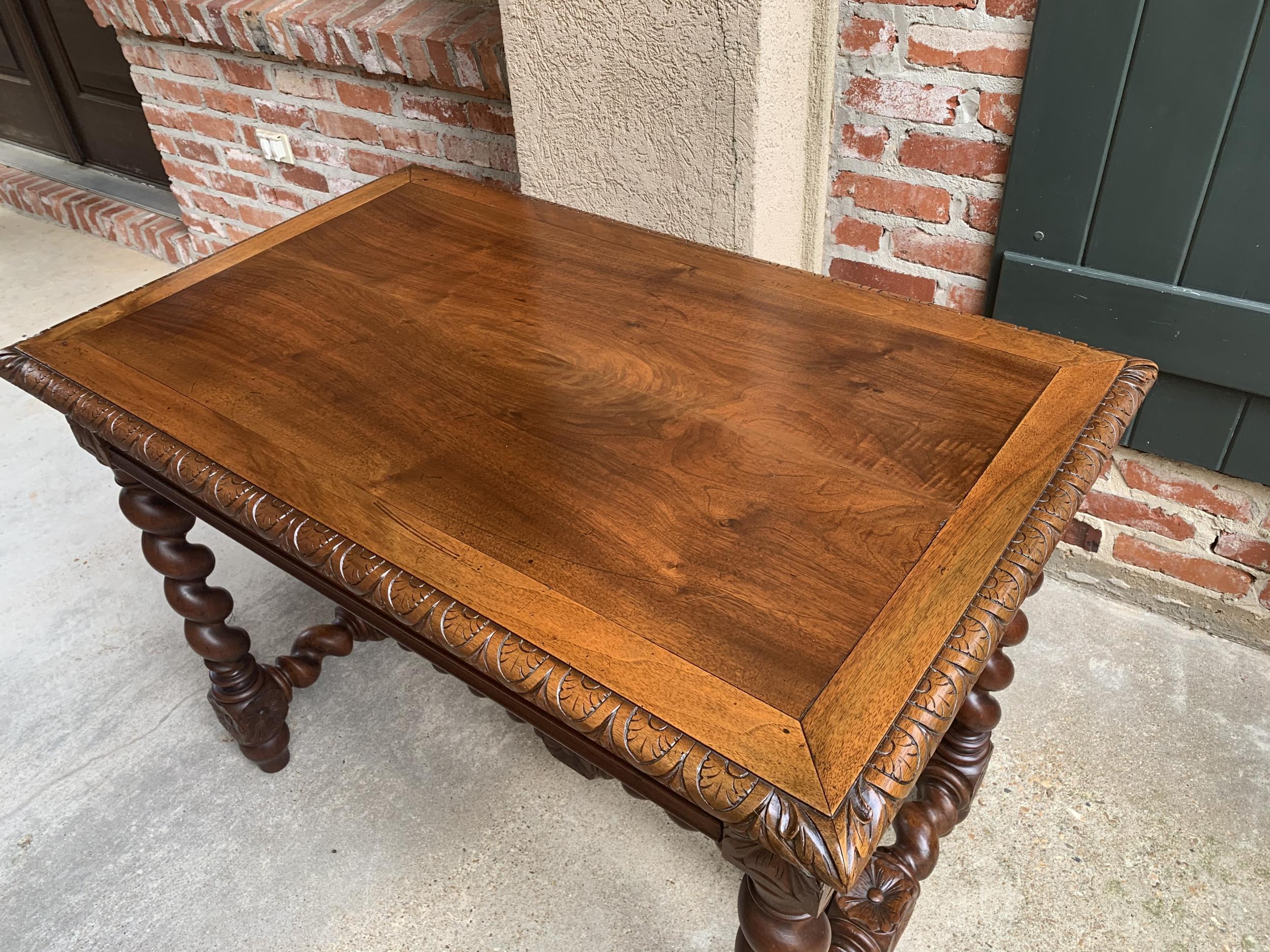 Antique French Oak Sofa Table Writing Desk Barley Twist Louis XIII Style 2