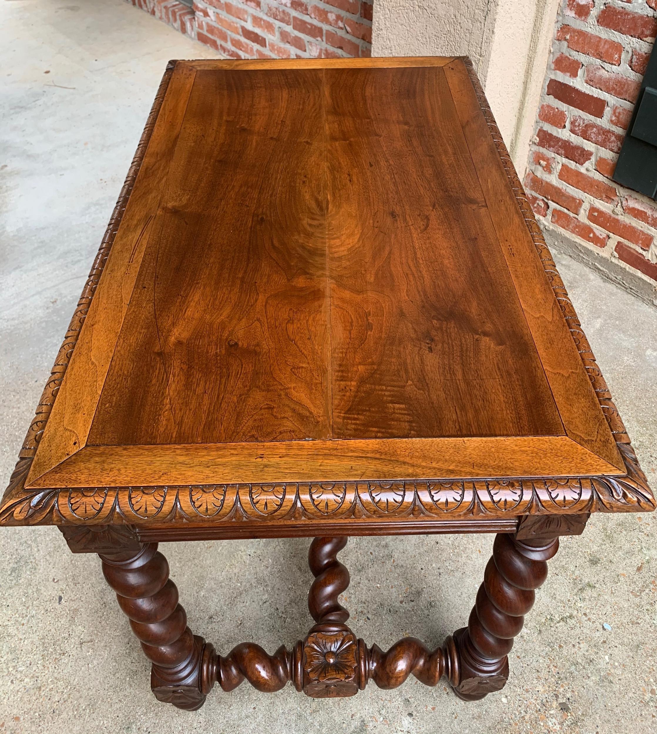 Antique French Oak Sofa Table Writing Desk Barley Twist Louis XIII Style 1