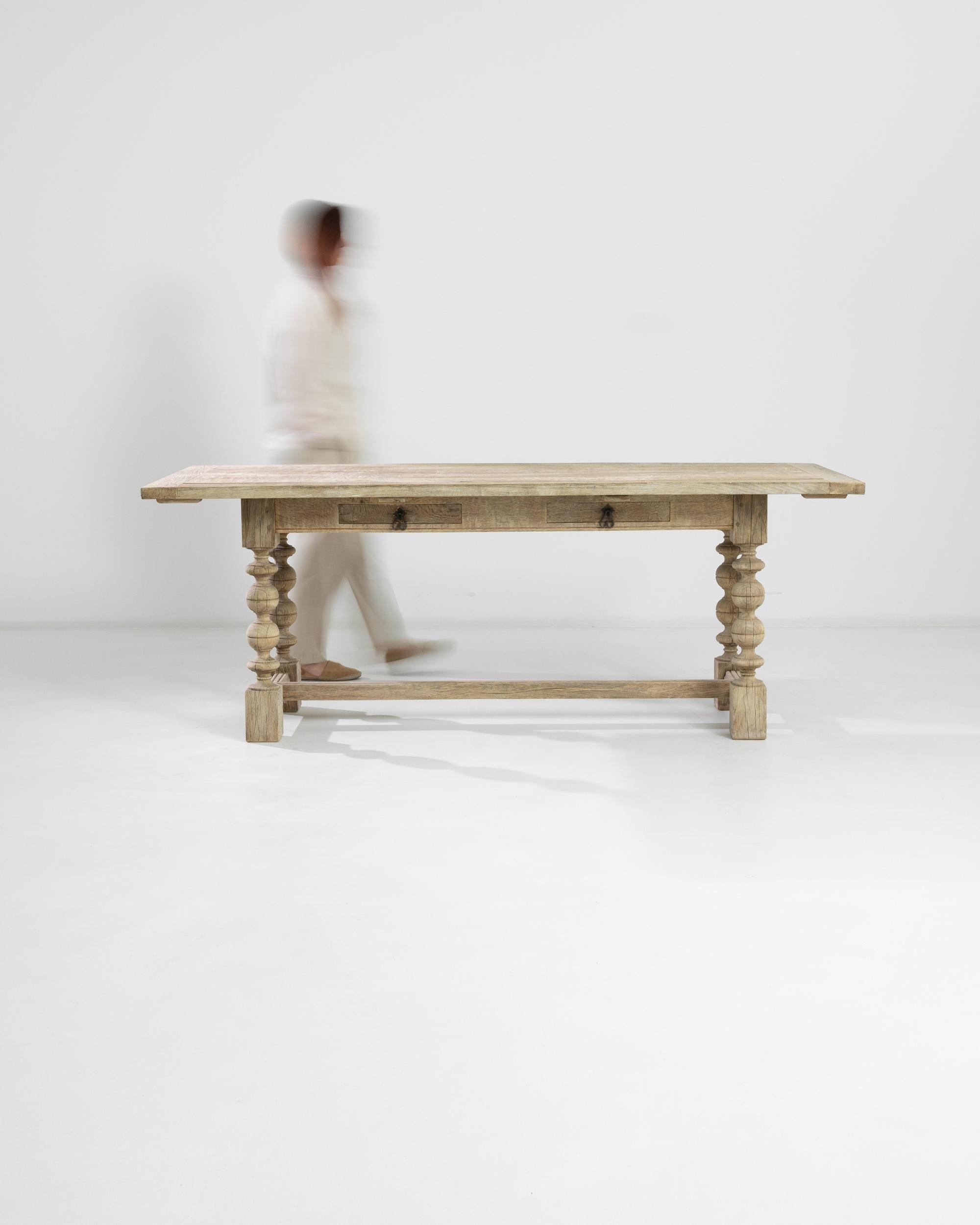 Bleached Antique French Oak Table on Turned Legs