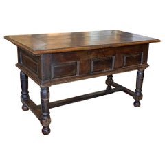 Antique French Oak Table with Sliding Top 
Interior Storage