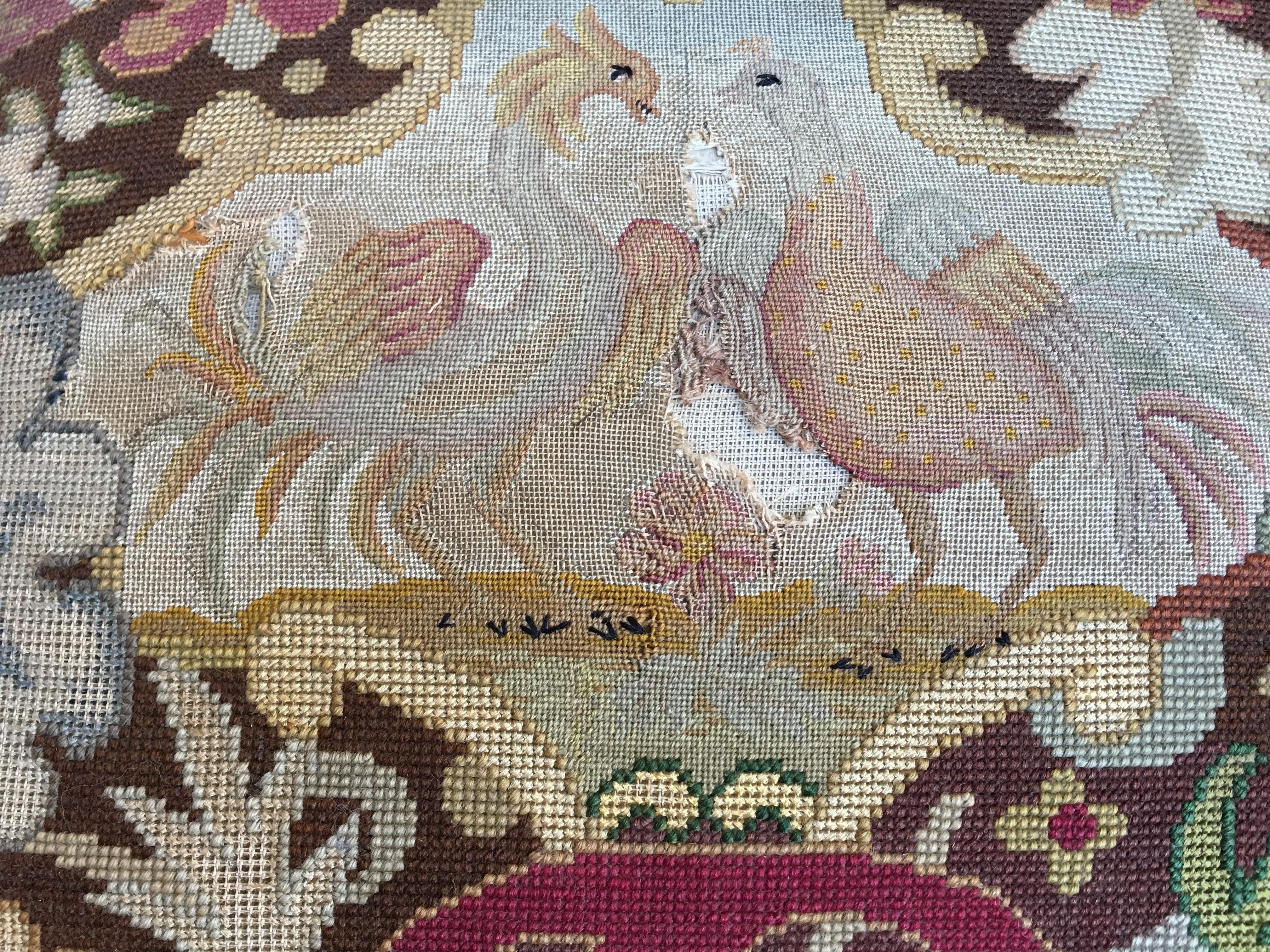 Antique French Oak Throne Armchair Louis XIV Barley Twist Renaissance Tapestry 1