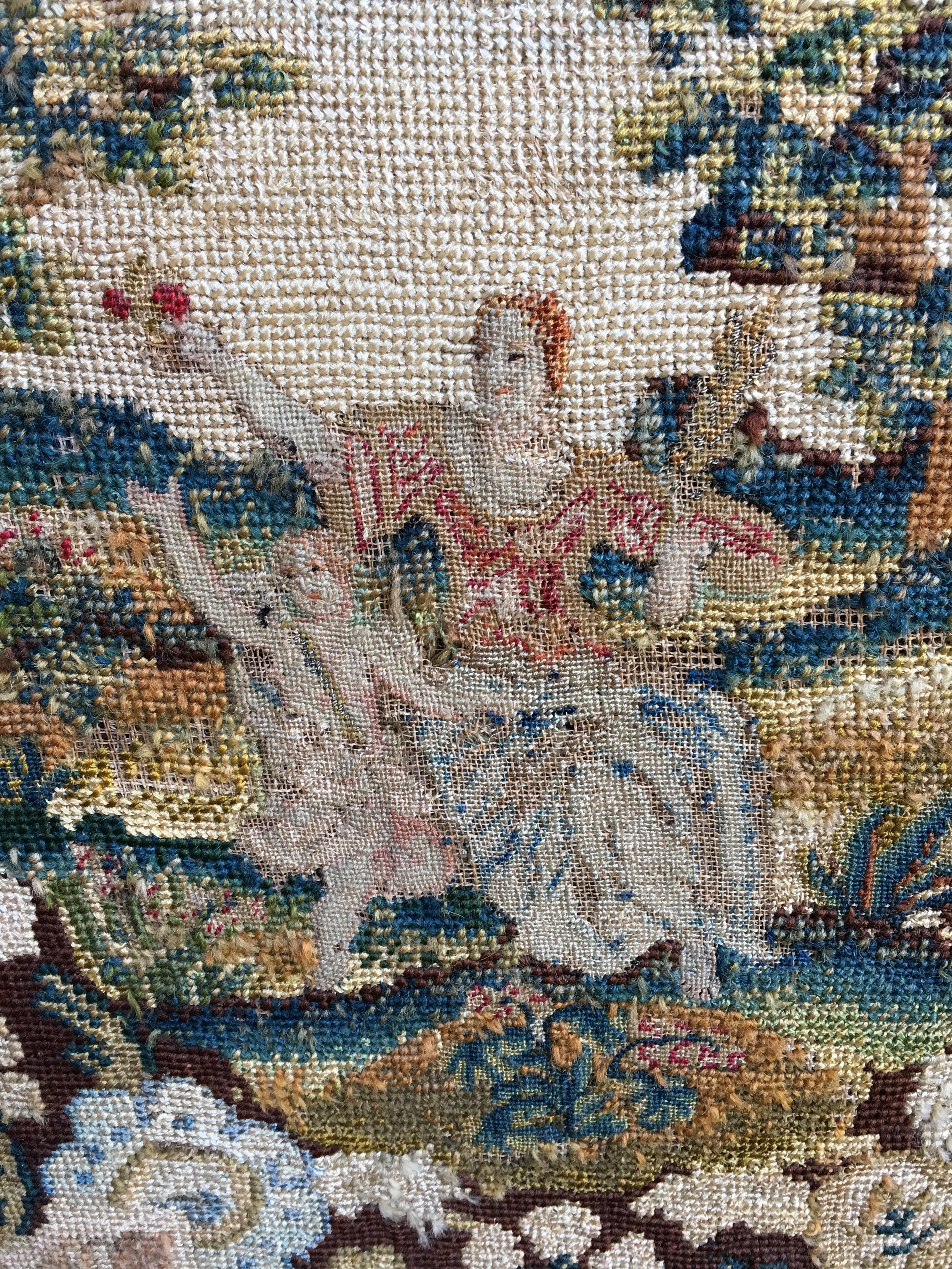 Antique French Oak Throne Armchair Louis XIV Barley Twist Renaissance Tapestry 3