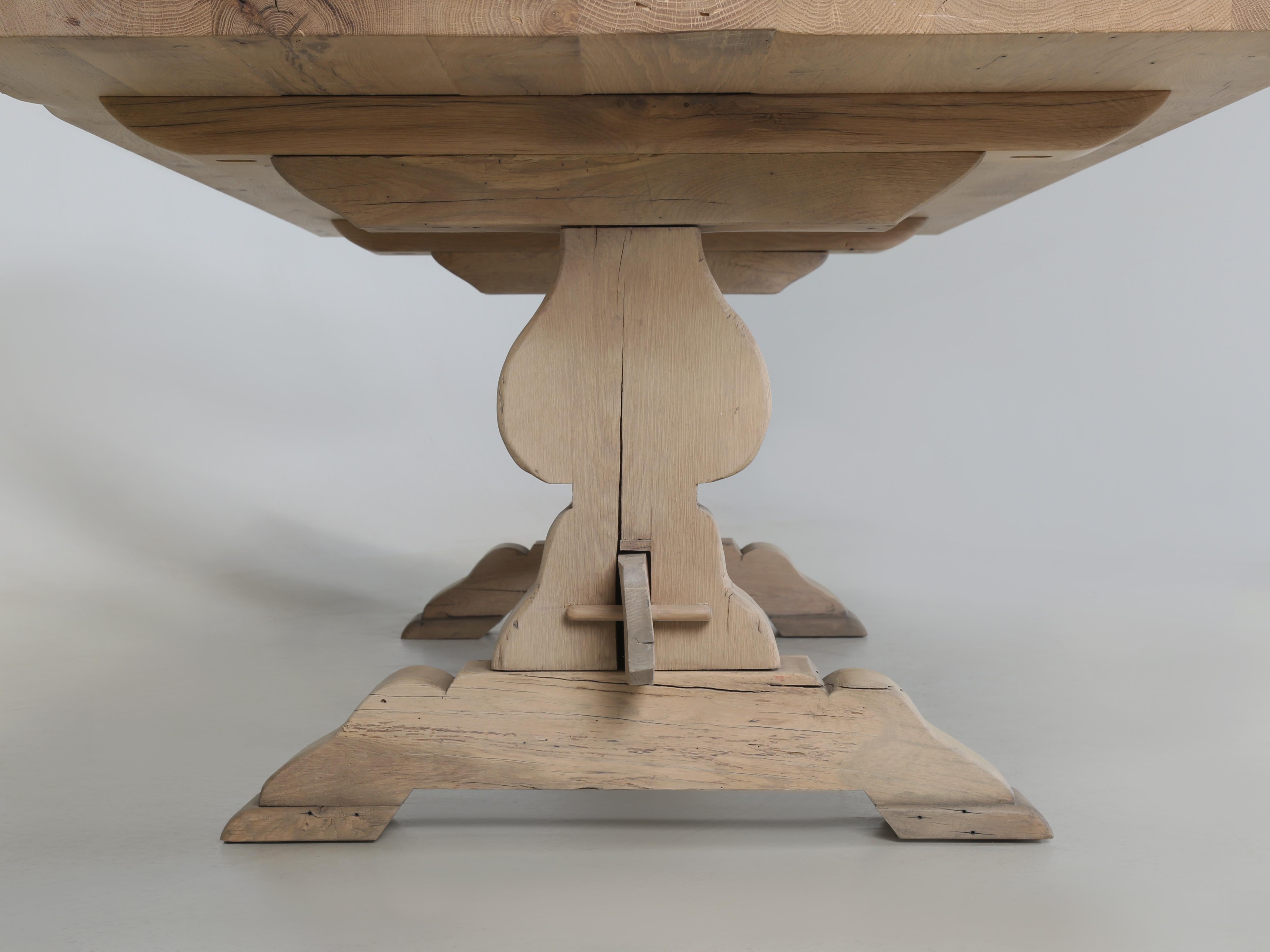 Antique French Oak Trestle Dining Table Restored by Old Plank Seats (14) People 6