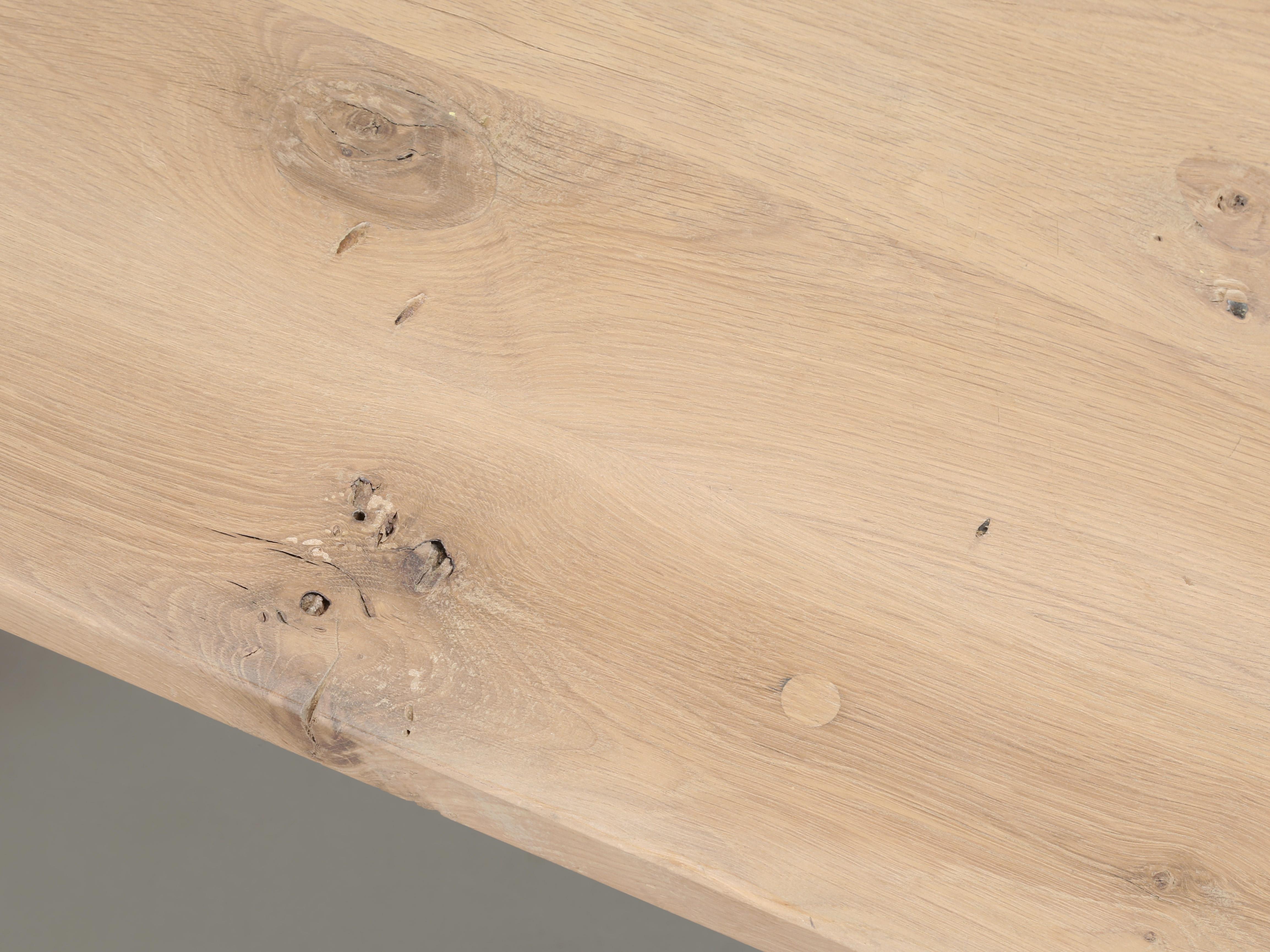 Hand-Crafted Antique French Oak Trestle Dining Table Restored by Old Plank Seats (14) People