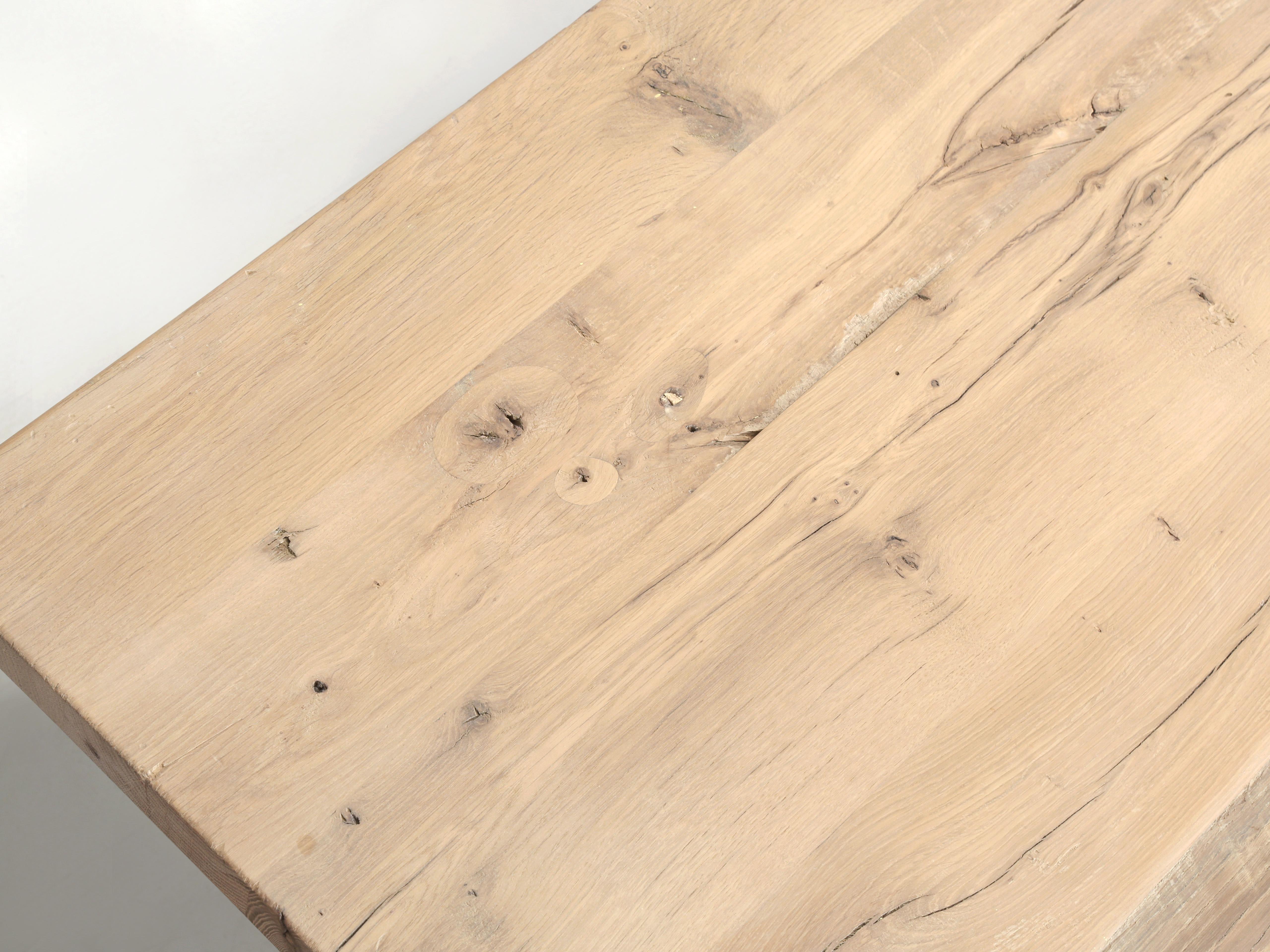 Antique French Oak Trestle Dining Table Restored by Old Plank Seats (14) People In Good Condition In Chicago, IL