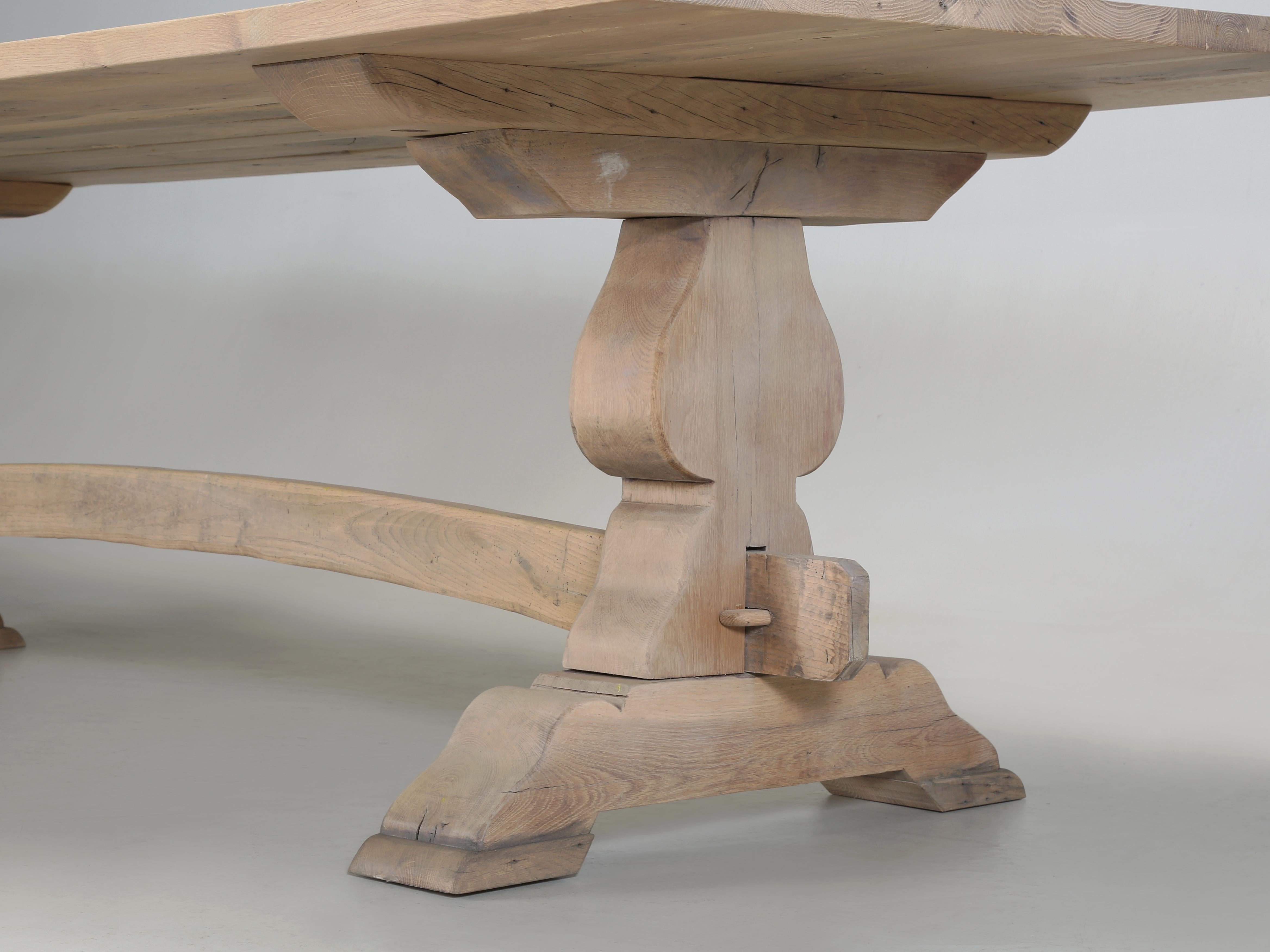 Antique French Oak Trestle Dining Table Restored by Old Plank Seats (14) People 2