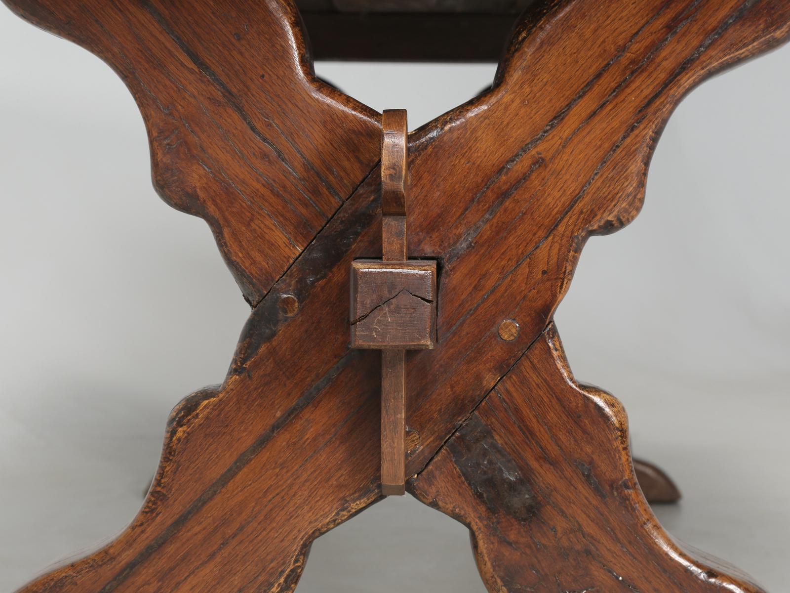 Antique French Oak Trestle Farm or Dining Table Restored, Circa Late 1800's 6