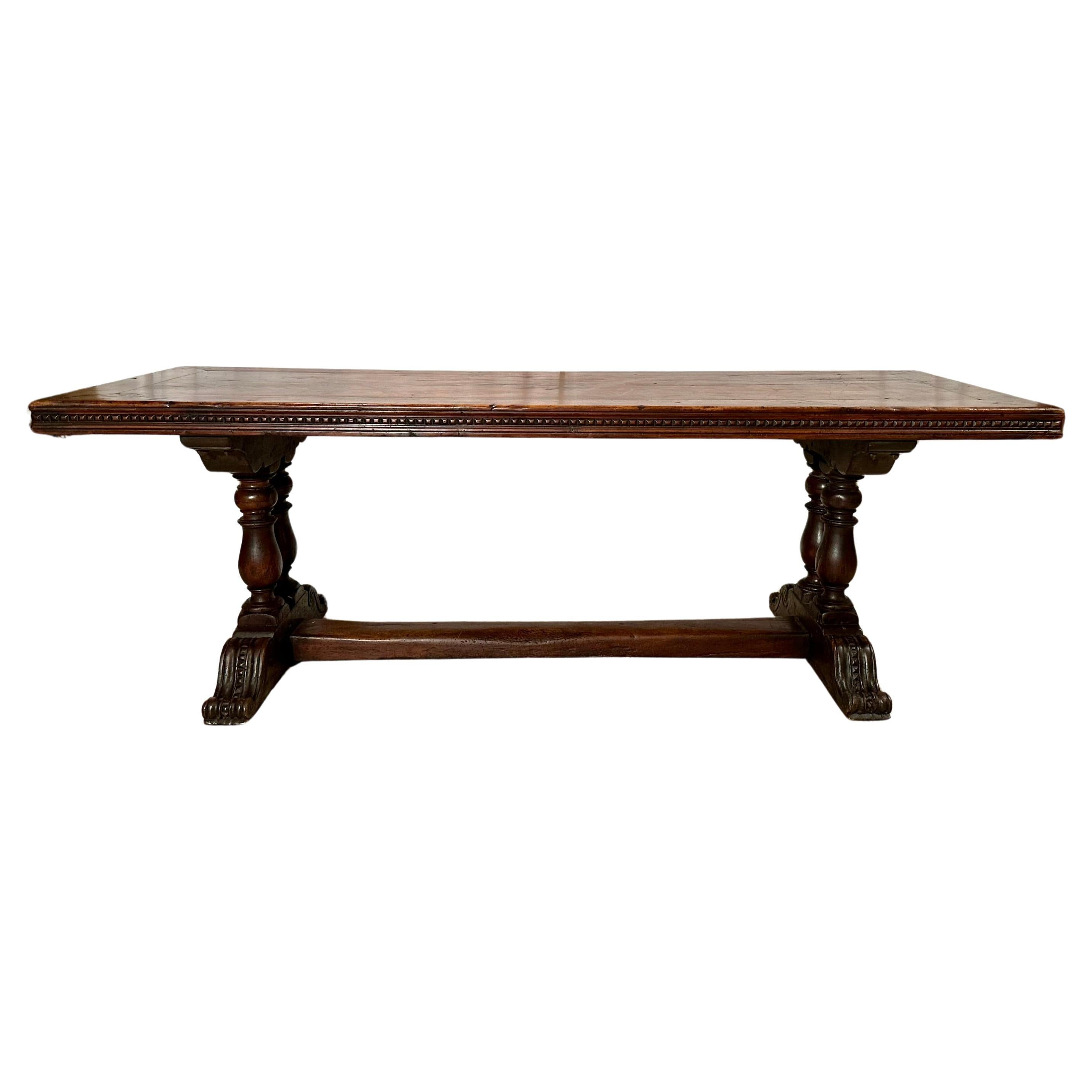 Antique French Oak Trestle Table, Circa 1880. In Good Condition In New Orleans, LA