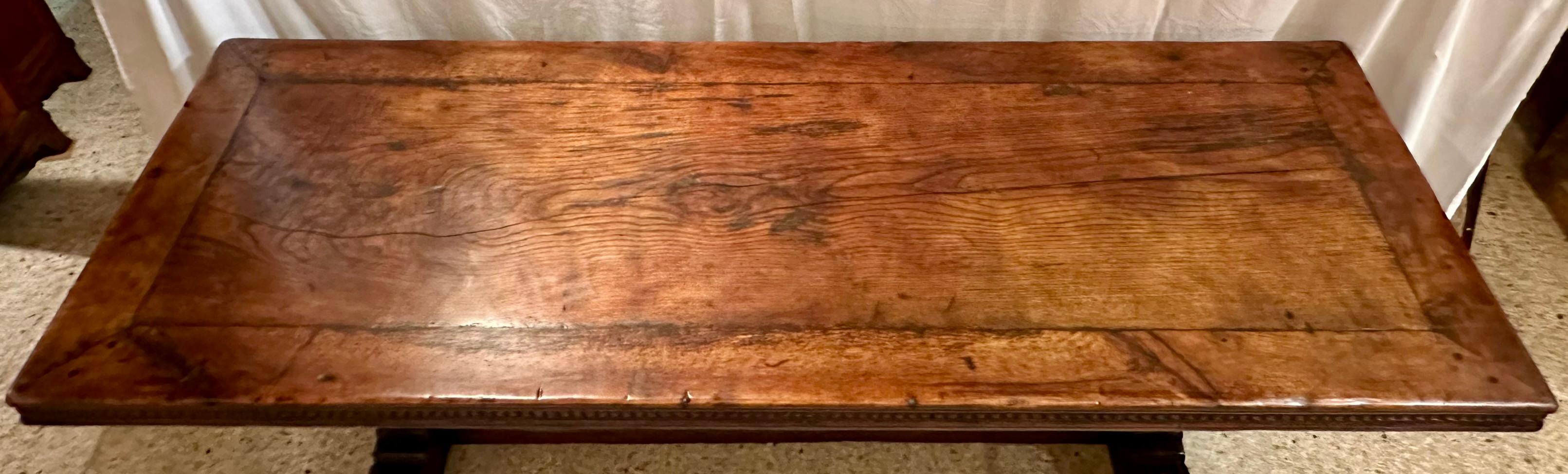 Antique French Oak Trestle Table, Circa 1880. 5
