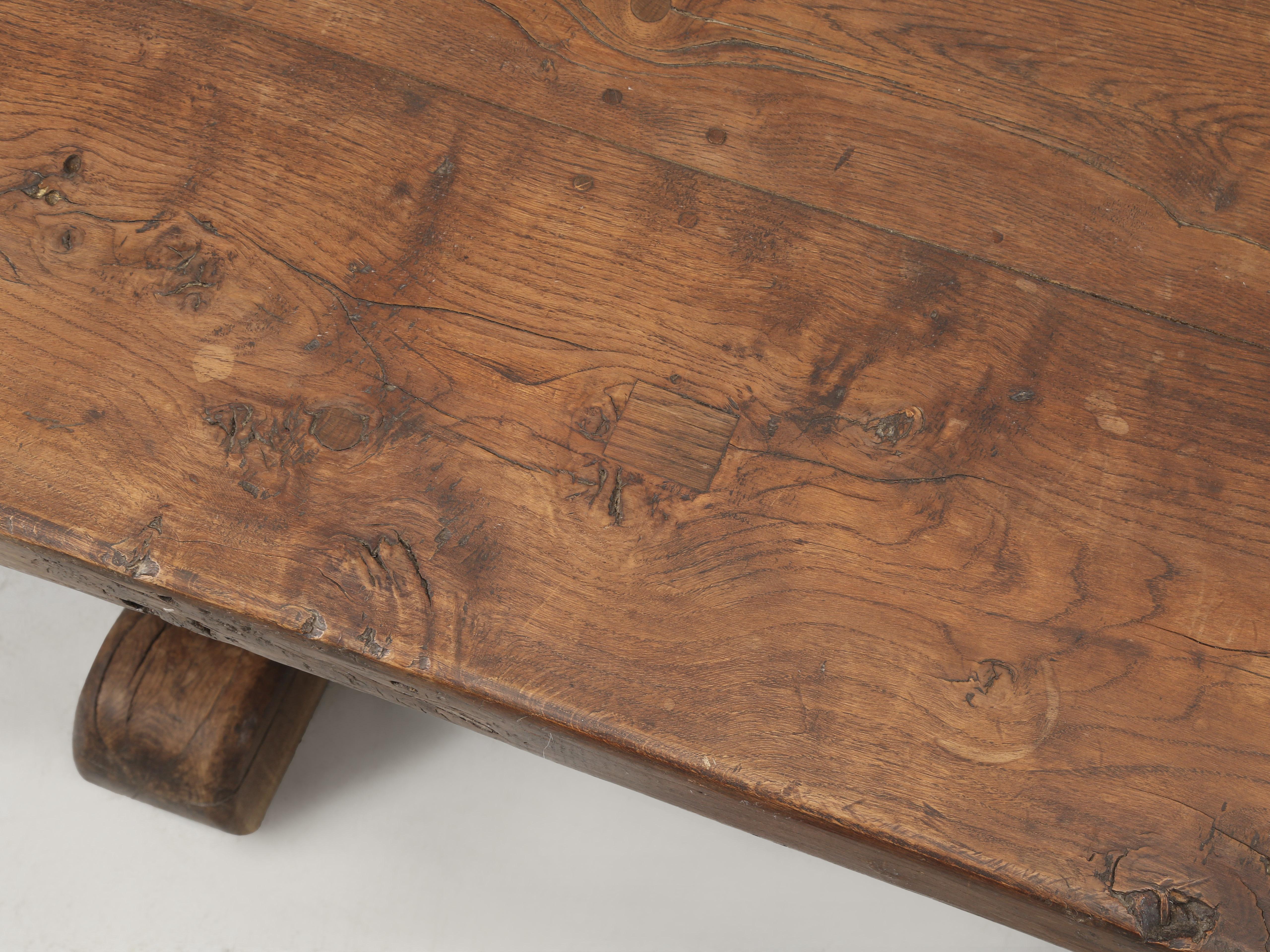Antique French Oak Trestle Table Original Patina Purposely Left Rustic c1800 For Sale 3