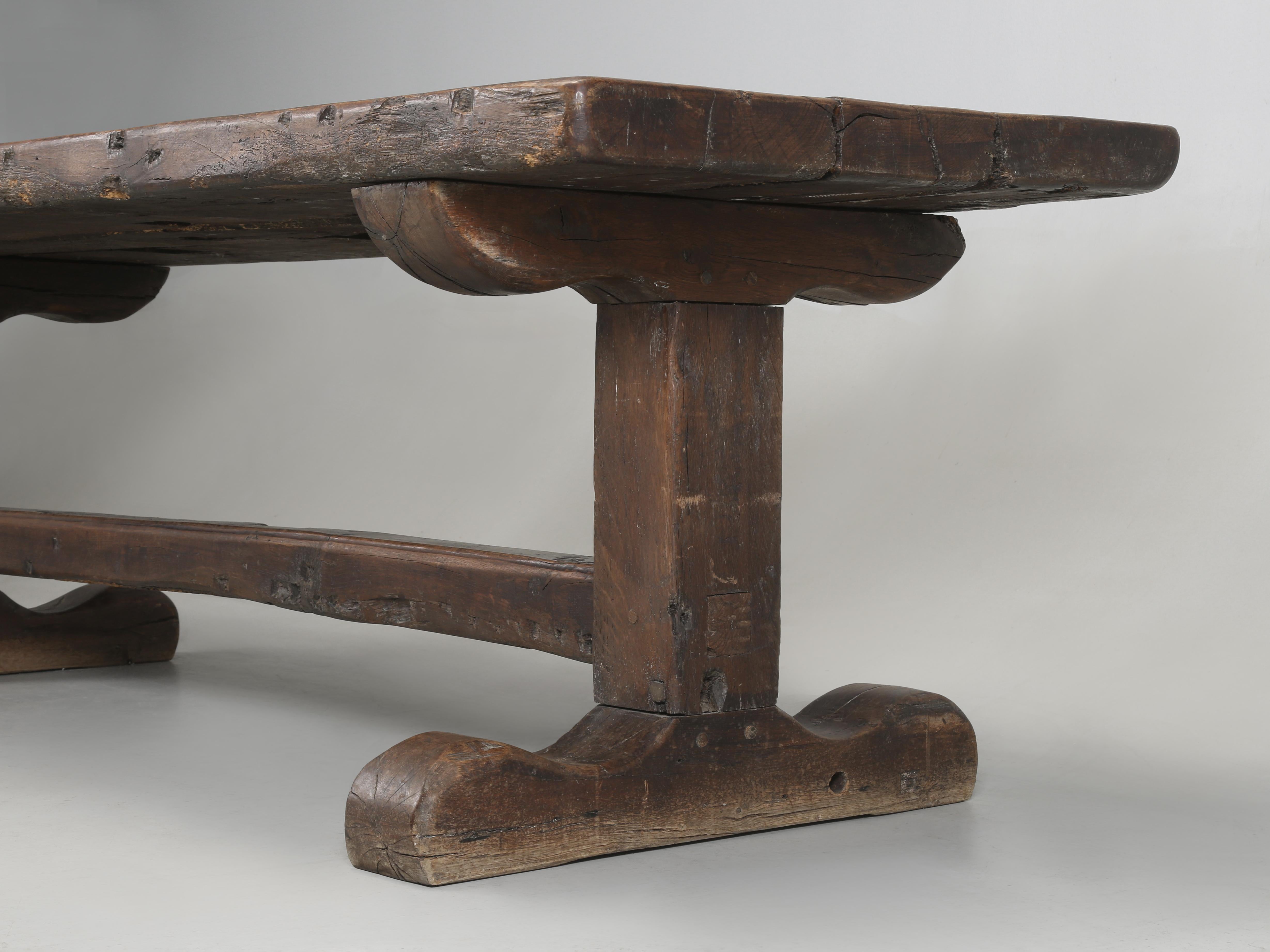 Antique French Oak Trestle Table Original Patina Purposely Left Rustic c1800 For Sale 7