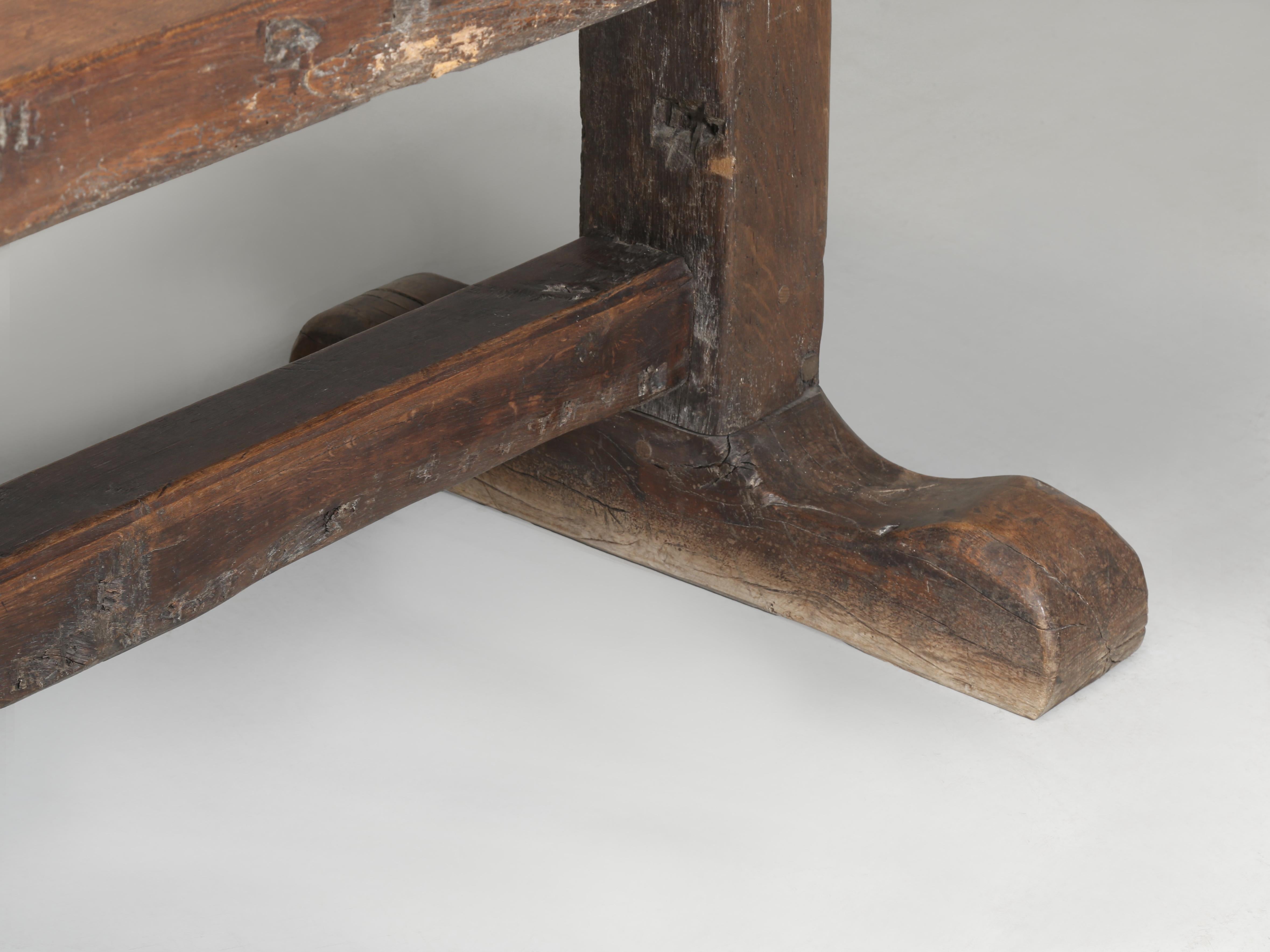 Antique French Oak Trestle Table Original Patina Purposely Left Rustic c1800 For Sale 8
