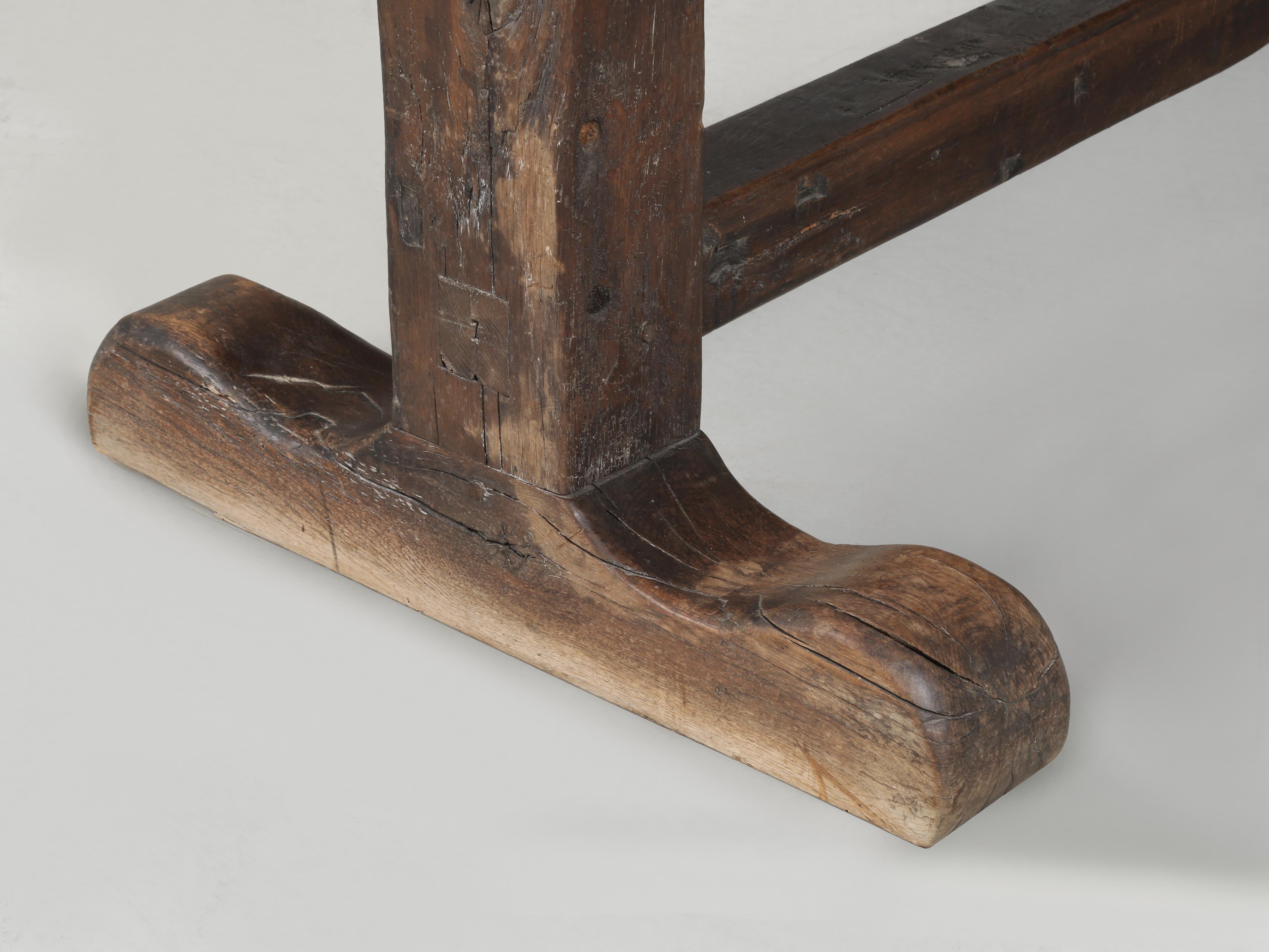 Antique French Oak Trestle Table Original Patina Purposely Left Rustic c1800 For Sale 9