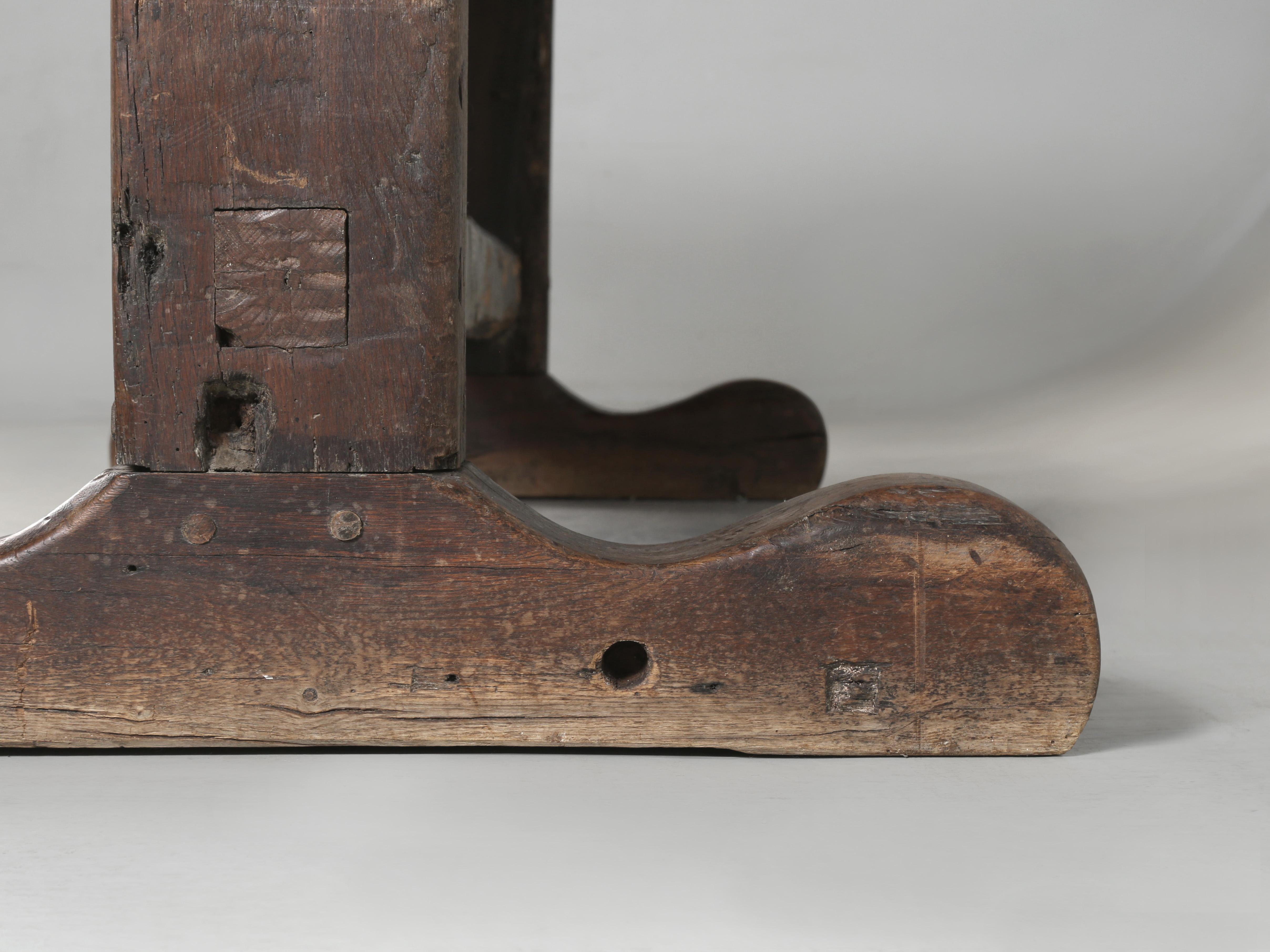Antique French Oak Trestle Table Original Patina Purposely Left Rustic c1800 For Sale 10