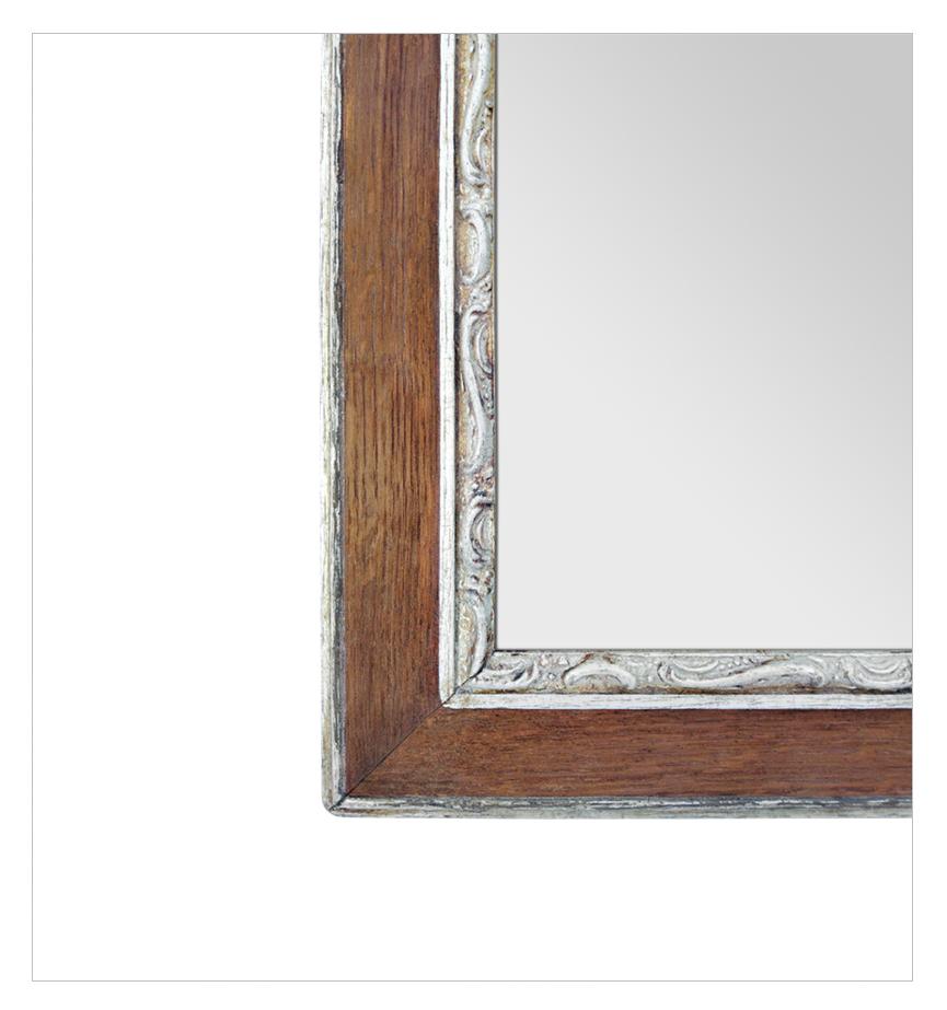 Antique French Oak Wood and Silvered Mirror, circa 1940 (miroir en bois d'Oak Wood et argenté) Bon état - En vente à Paris, FR