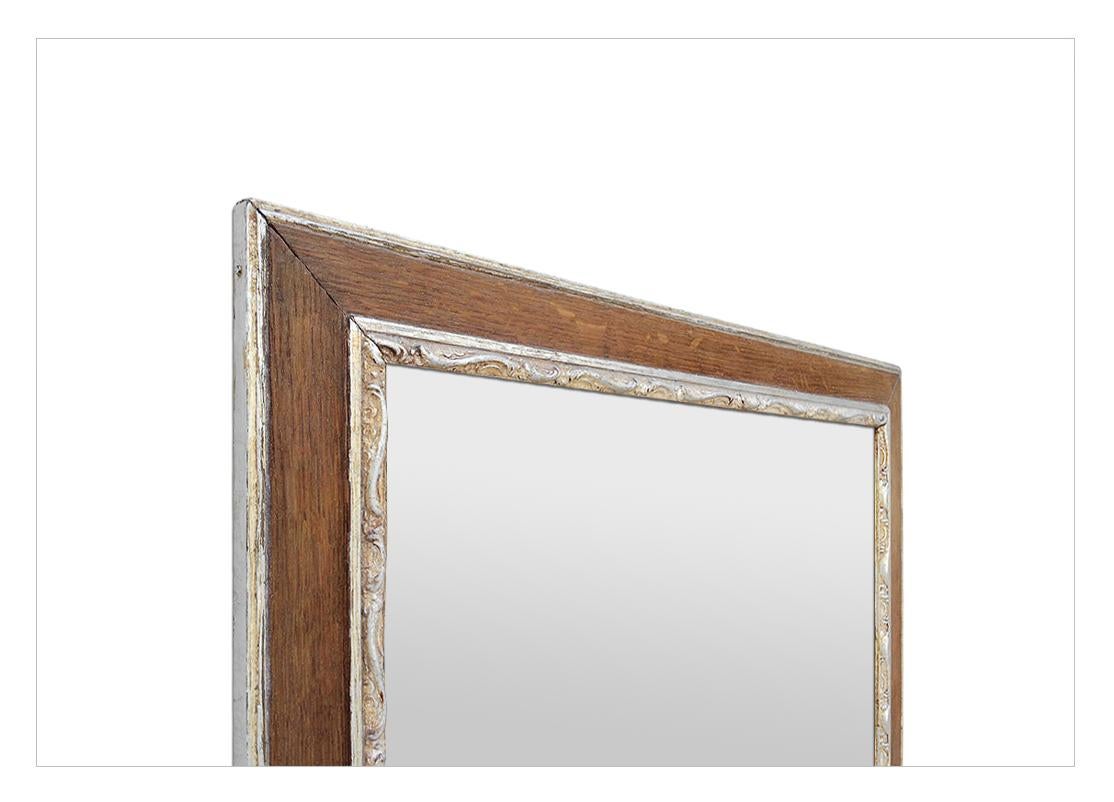 Mid-20th Century Antique French Oak Wood and Silvered Mirror, circa 1940 For Sale