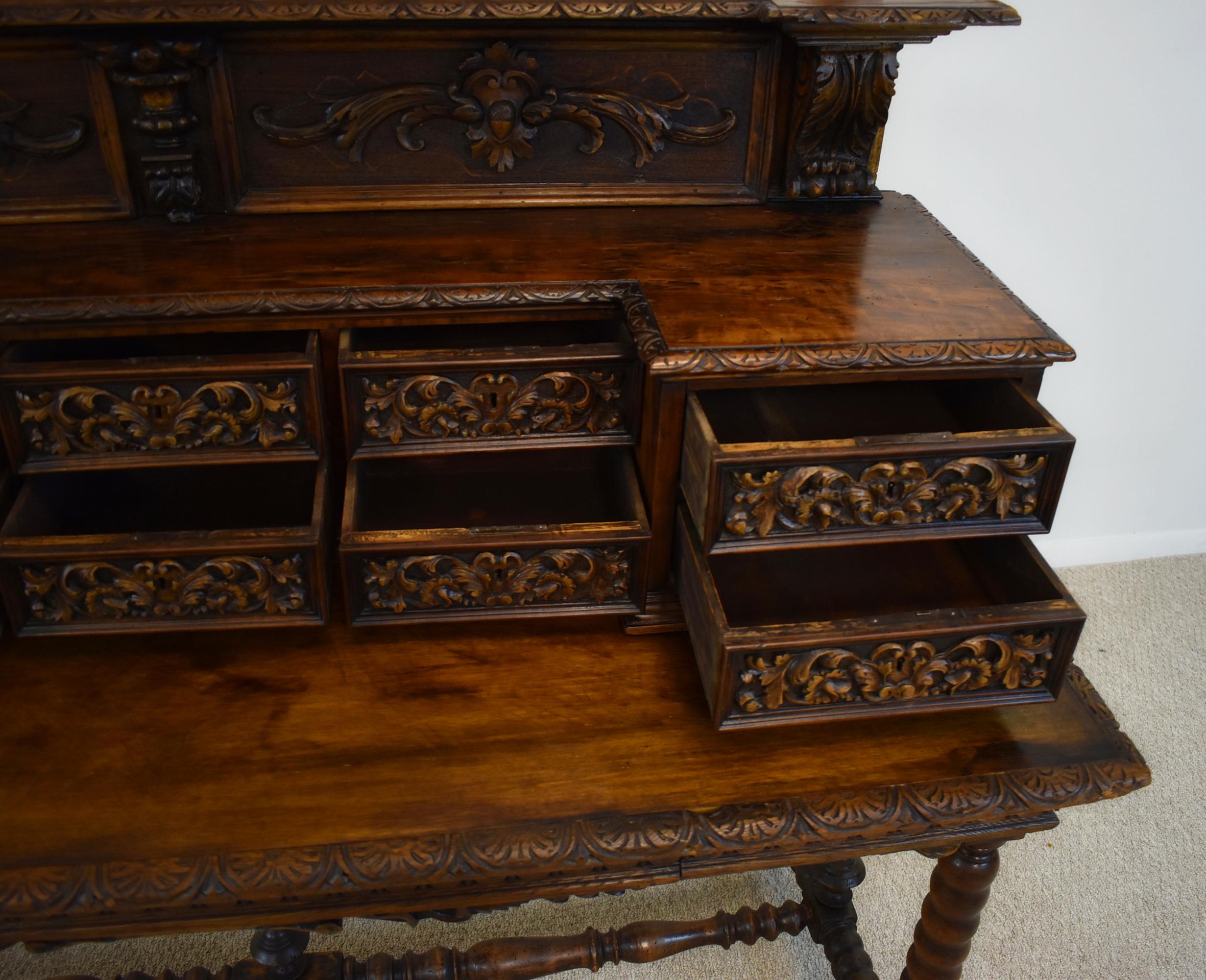 antique desk with shelves