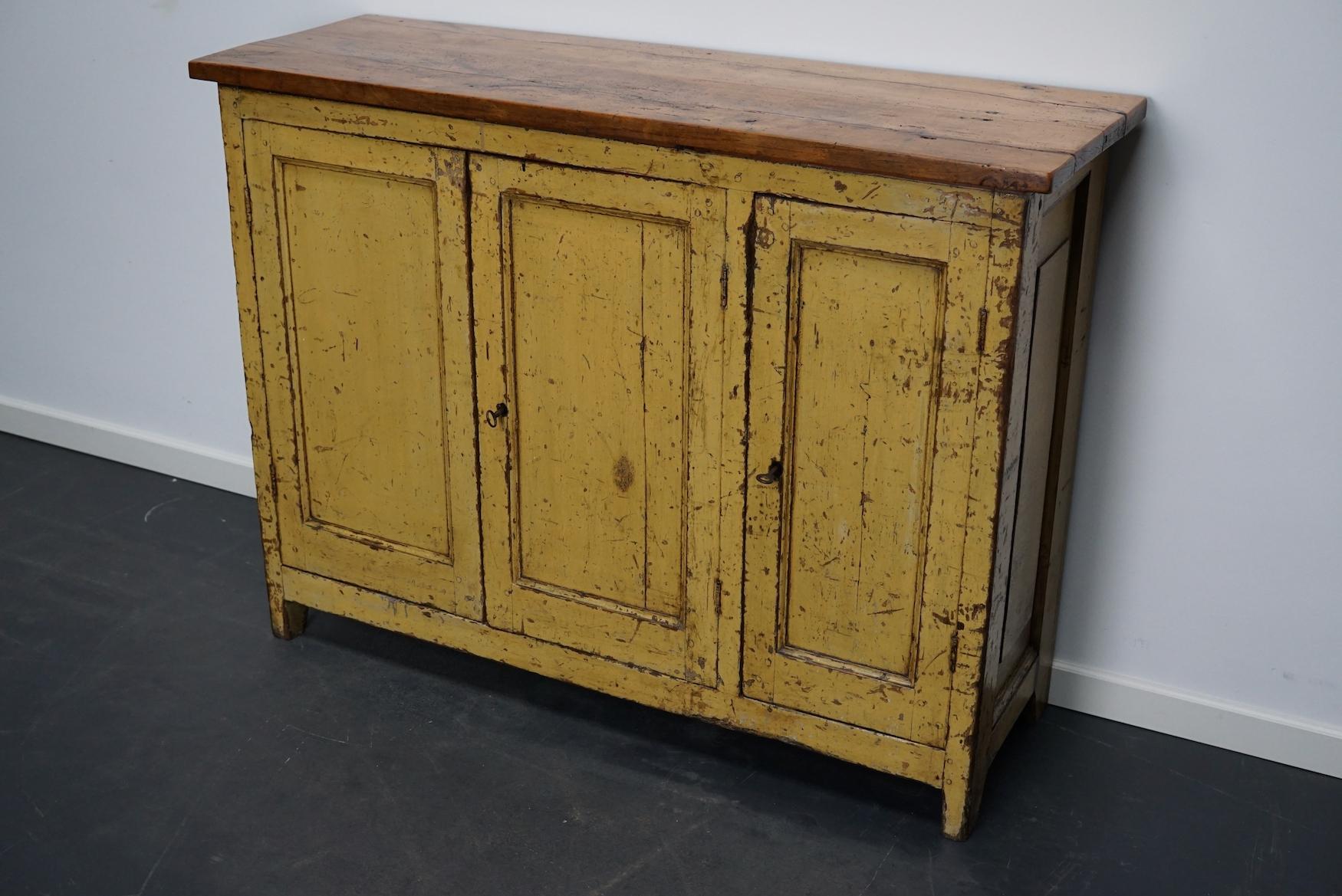 Antique French Ochre Sideboard, Late 19th Century 8