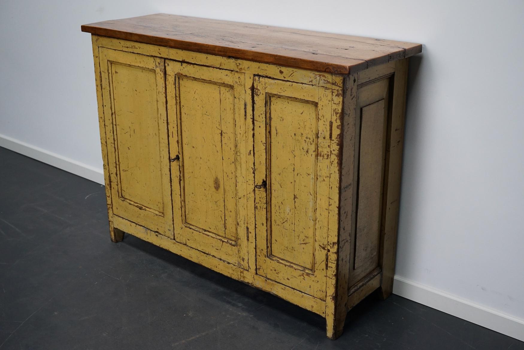 Antique French Ochre Sideboard, Late 19th Century 12