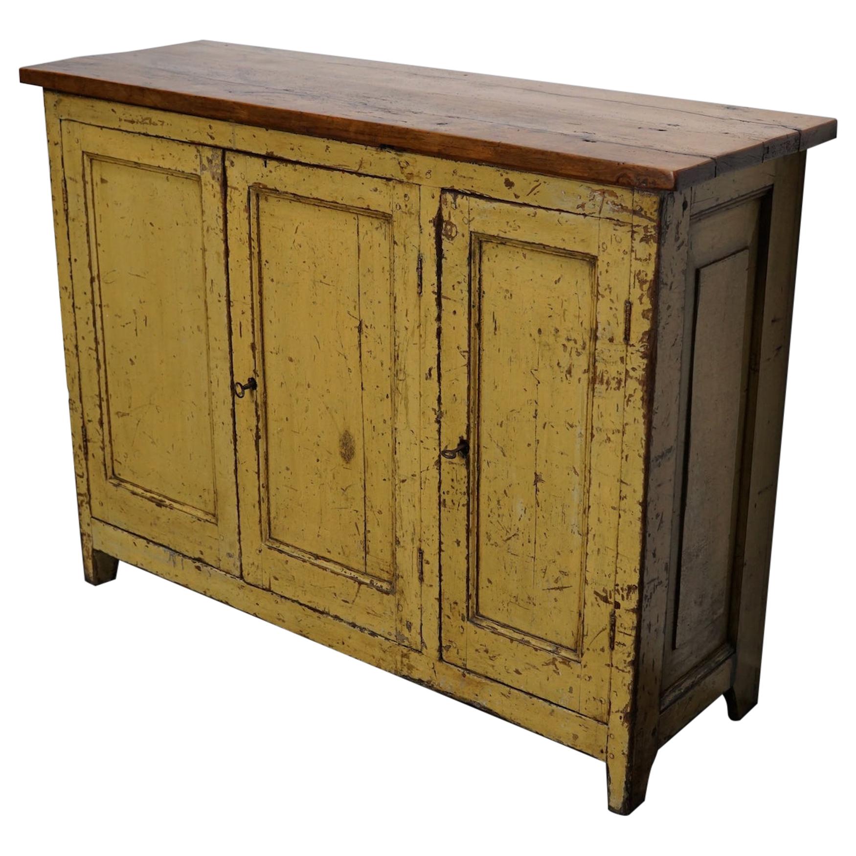 Antique French Ochre Sideboard, Late 19th Century