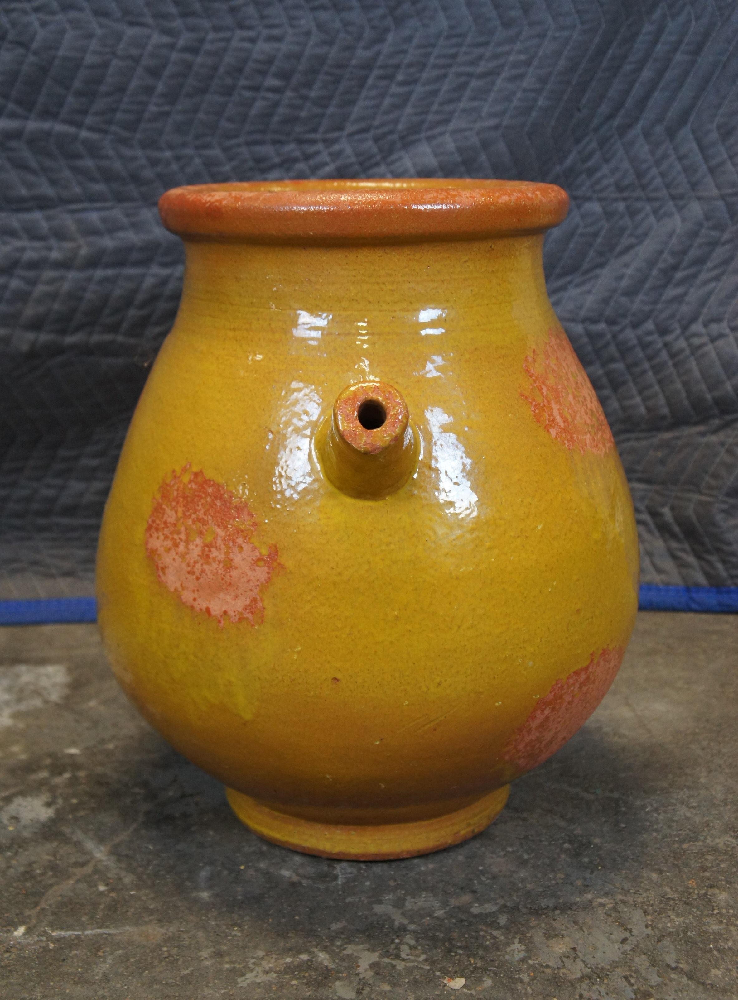 Antique French Ochre Terracotta Olive Oil Jar Jarrón Amphora Vessel 19