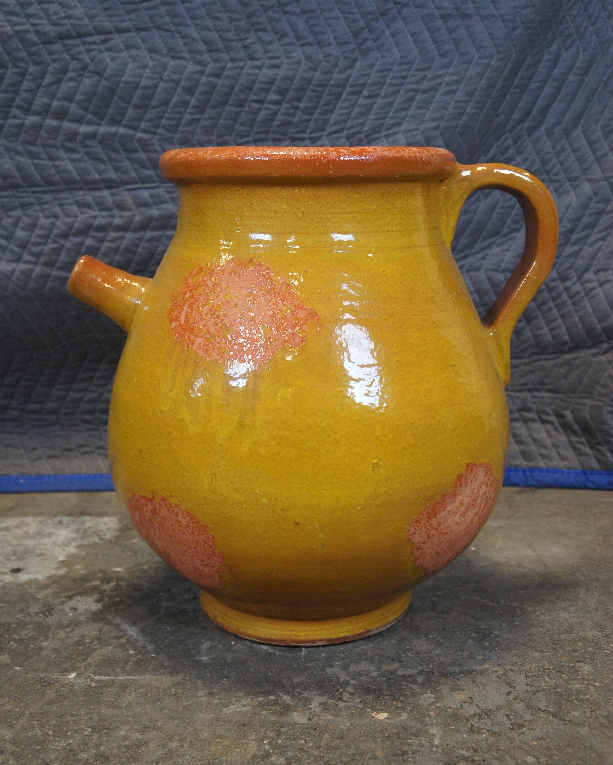 Antique French Ochre Terracotta Olive Oil Jar Jarrón Amphora Vessel 19
