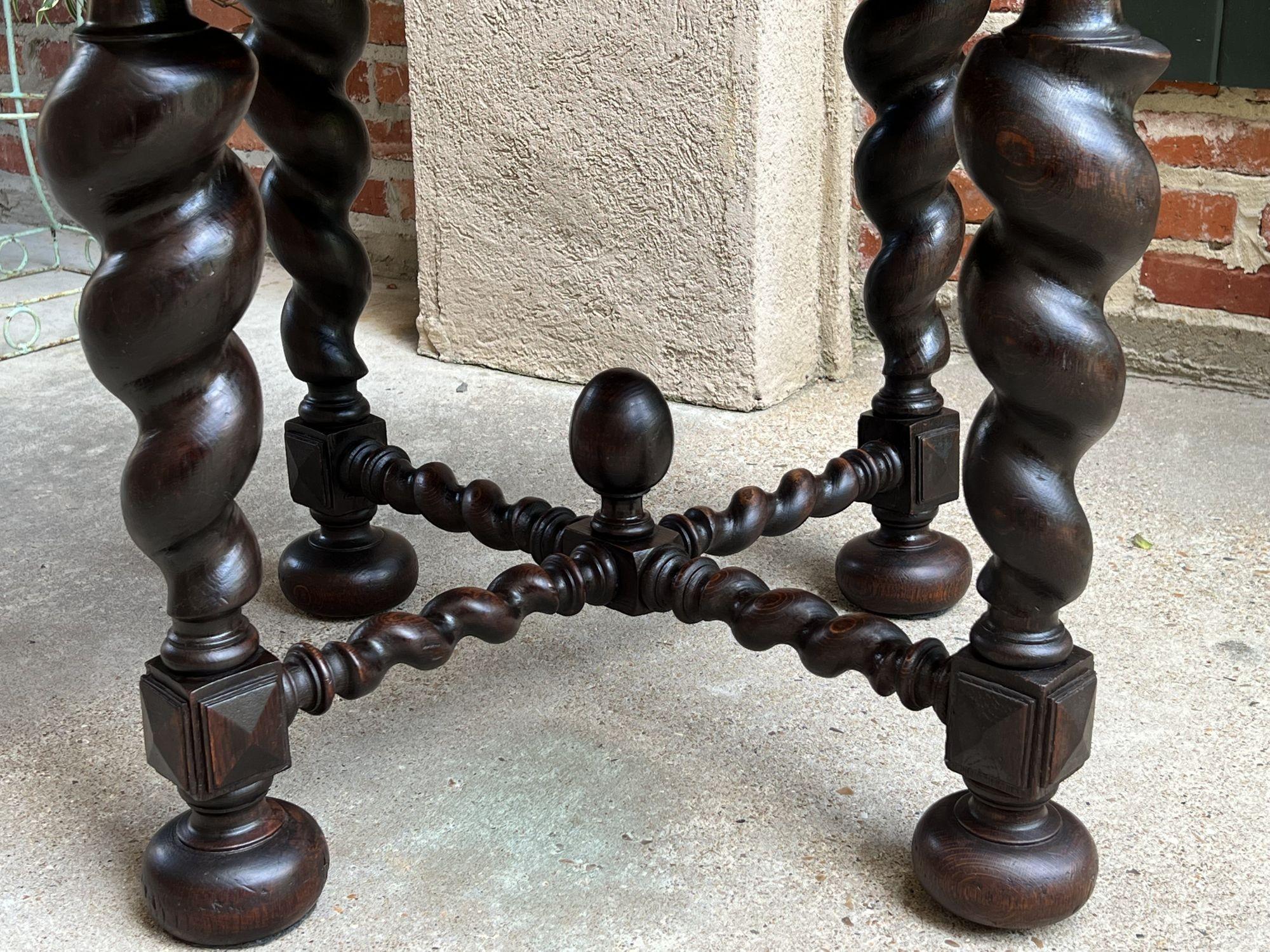 Antique French Octagon Sofa Library Table Carved Oak Barley Twist Louis XIII 4