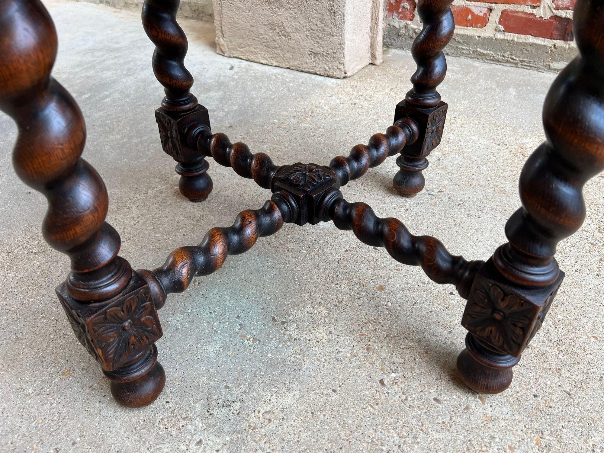 Antique French Octagon Sofa Table Carved Oak Barley Twist Louis XIII Renaissance For Sale 14