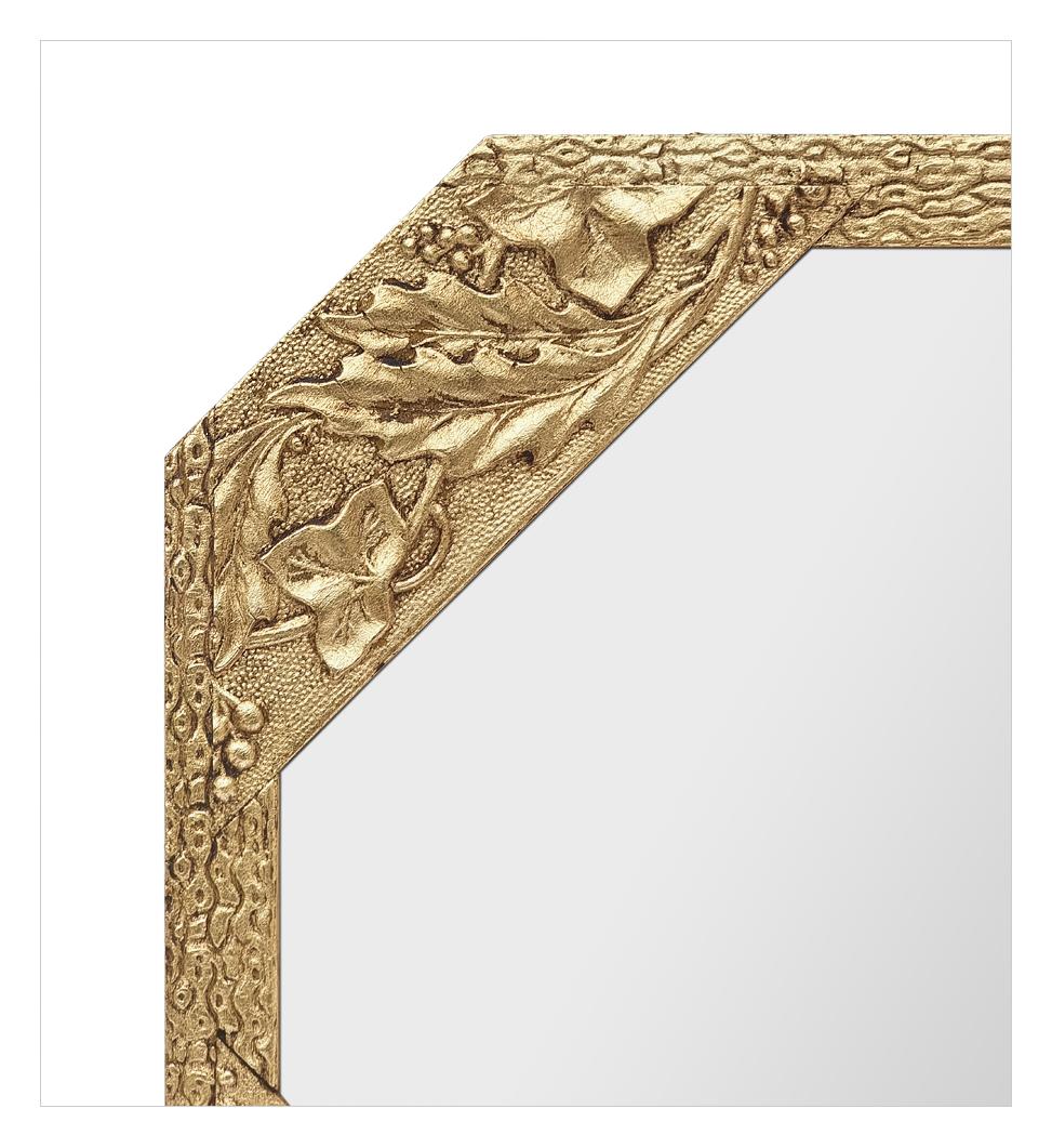 Early 20th Century Antique French Octagonal Giltwood Wall Mirror, Art Nouveau Style circa 1900 For Sale