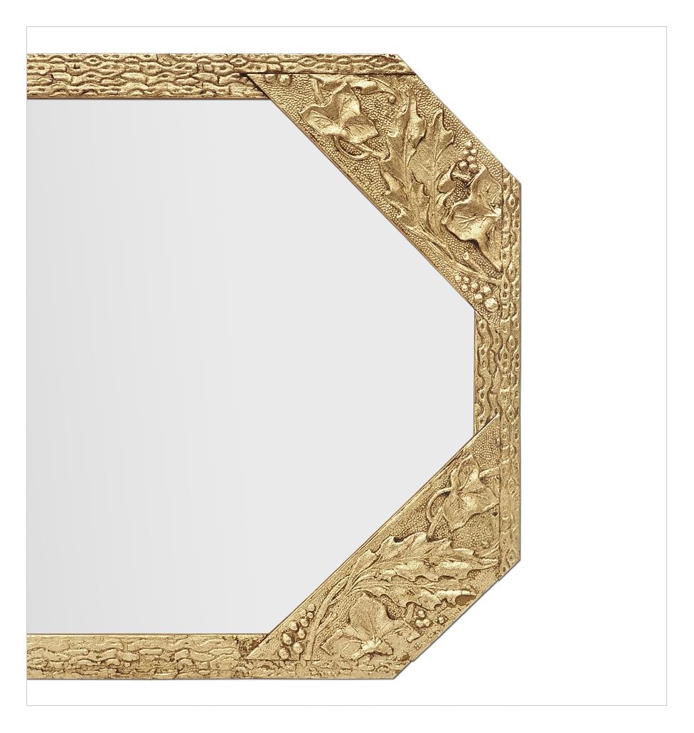Glass Antique French Octagonal Giltwood Wall Mirror, Art Nouveau Style circa 1900 For Sale