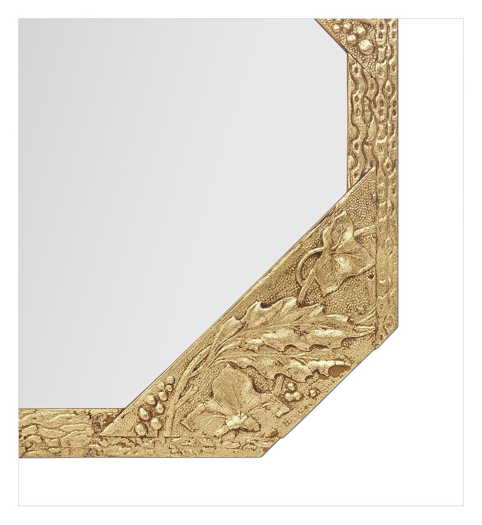 Antique French Octagonal Giltwood Wall Mirror, Art Nouveau Style circa 1900 For Sale 1