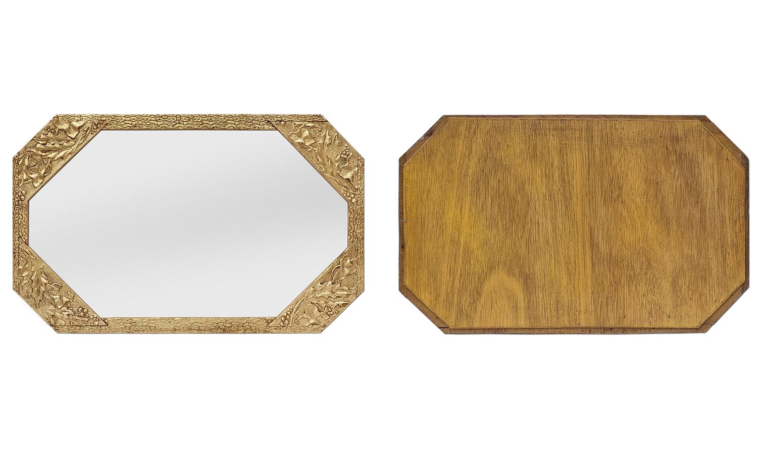 Antique French Octagonal Giltwood Wall Mirror, Art Nouveau Style circa 1900 For Sale 2
