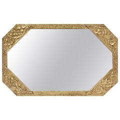 Antique French Octagonal Giltwood Wall Mirror, Art Nouveau circa 1900