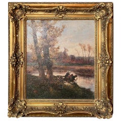 Antiguo óleo francés sobre lienzo, Siglo XIX