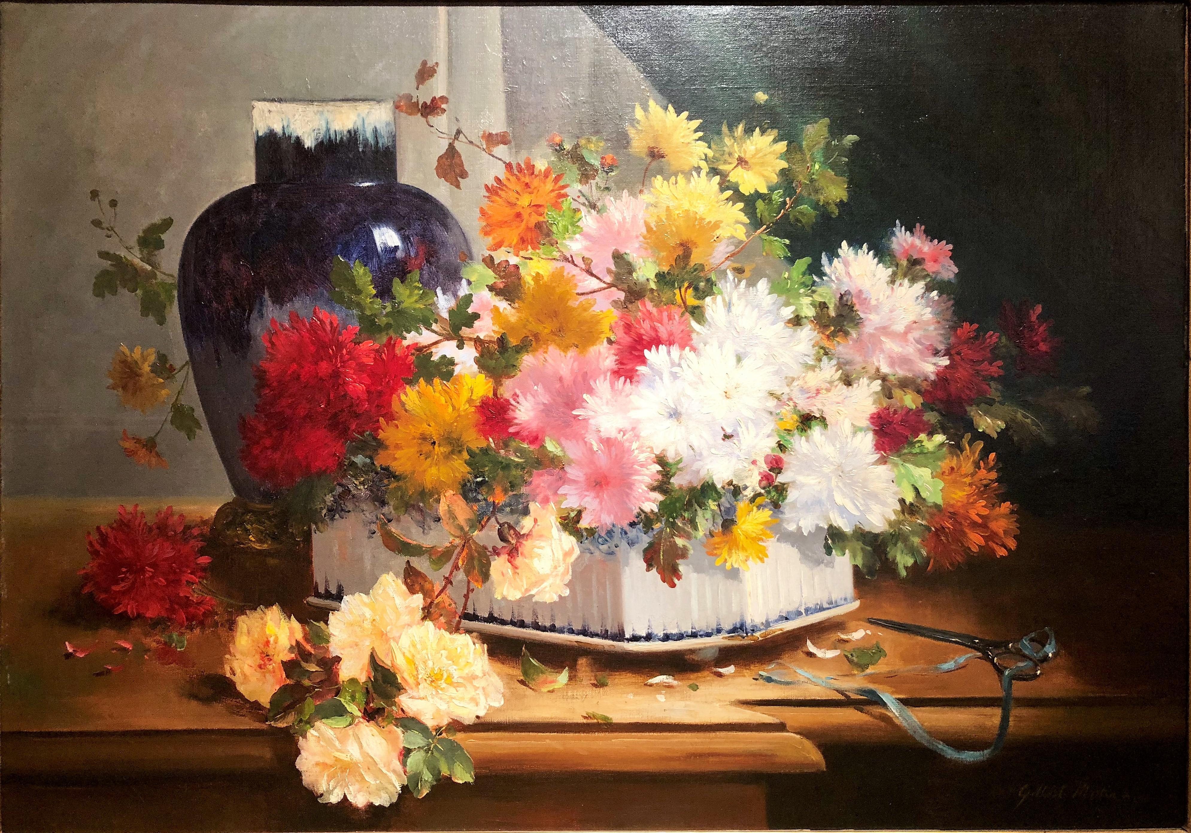 This floral still life was painted by Charles Gilbert Martin (1839-1905). It is signed in the lower right corner.