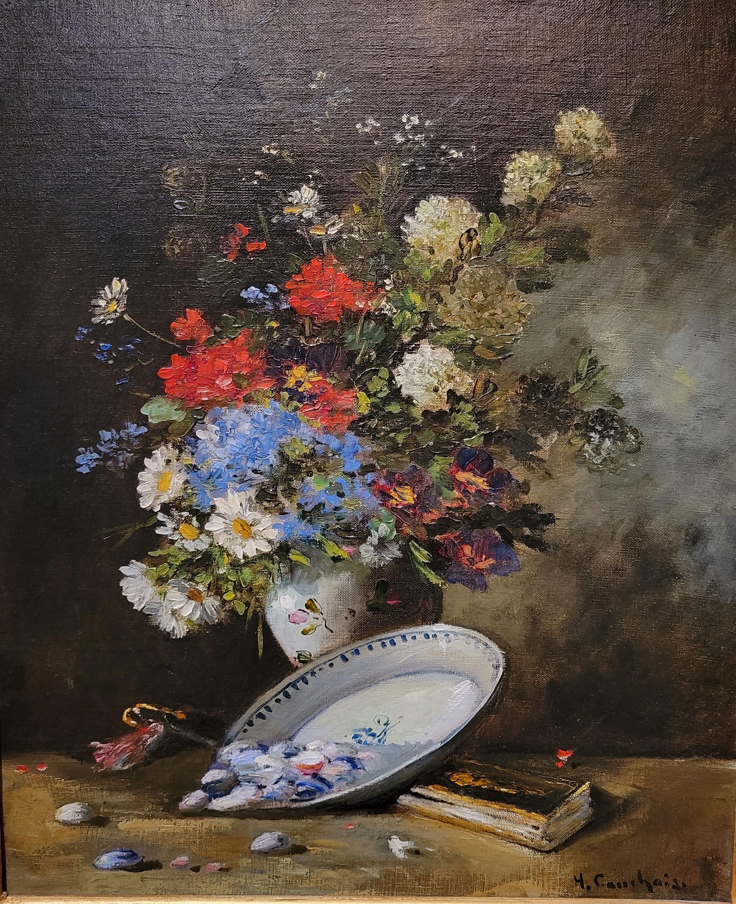 Cauchois is a well-known and collected French artist of the period. This is a lovely floral still-life.
