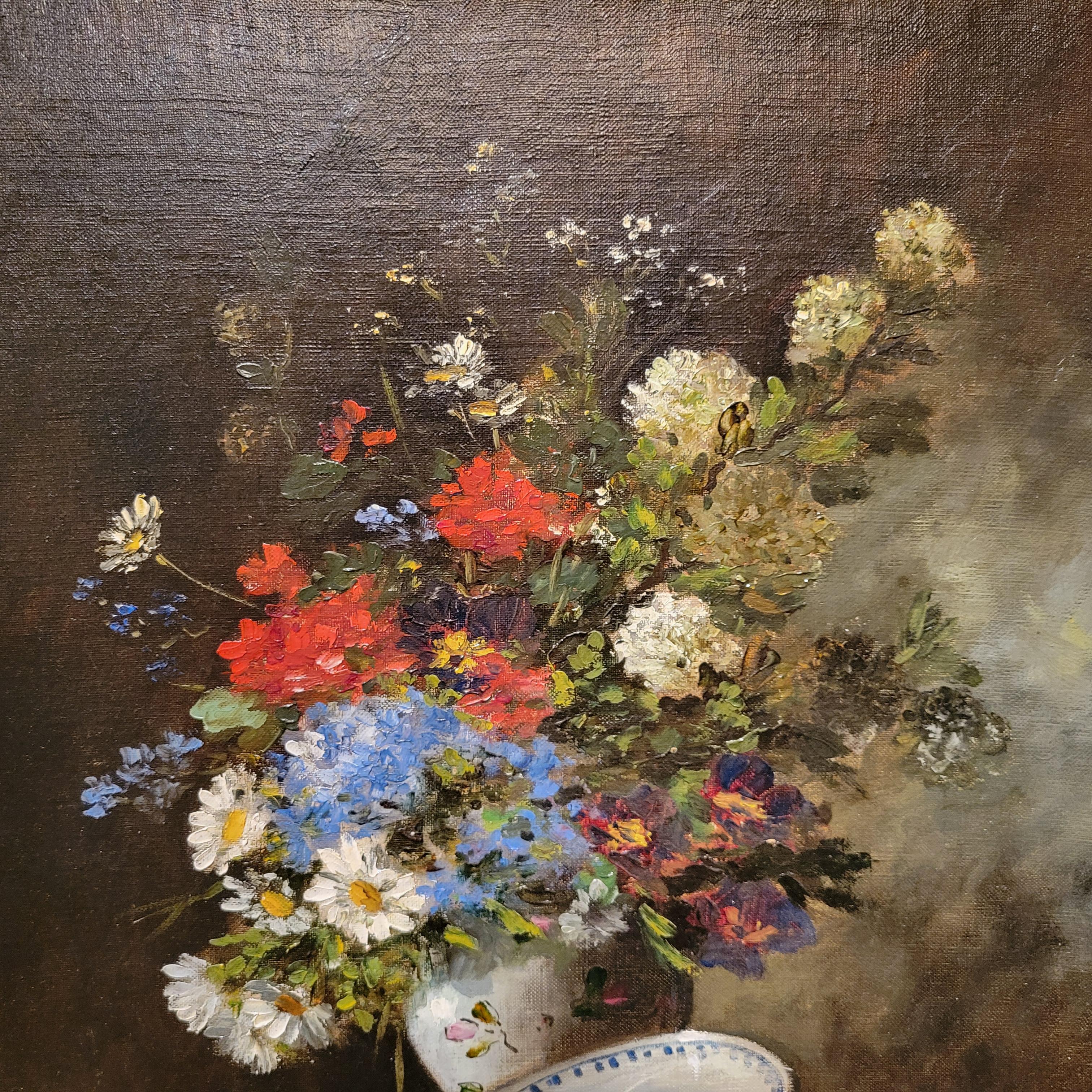 Hand-Painted Antique  French Oil on Canvas For Sale