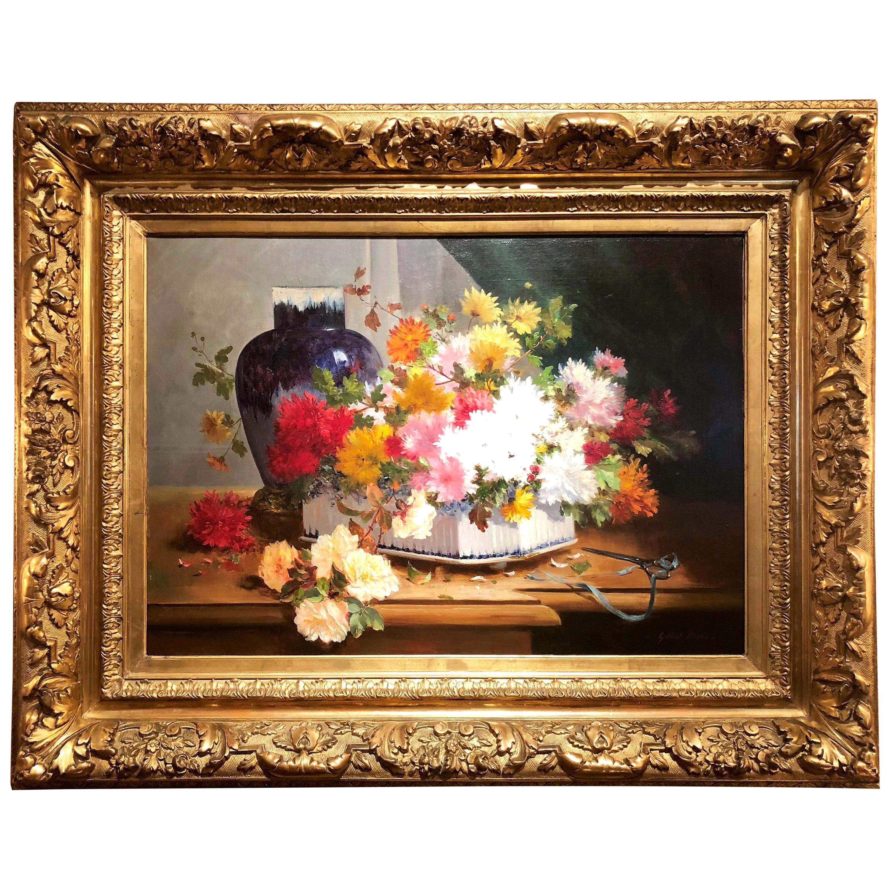 Antique French Oil on Canvas For Sale