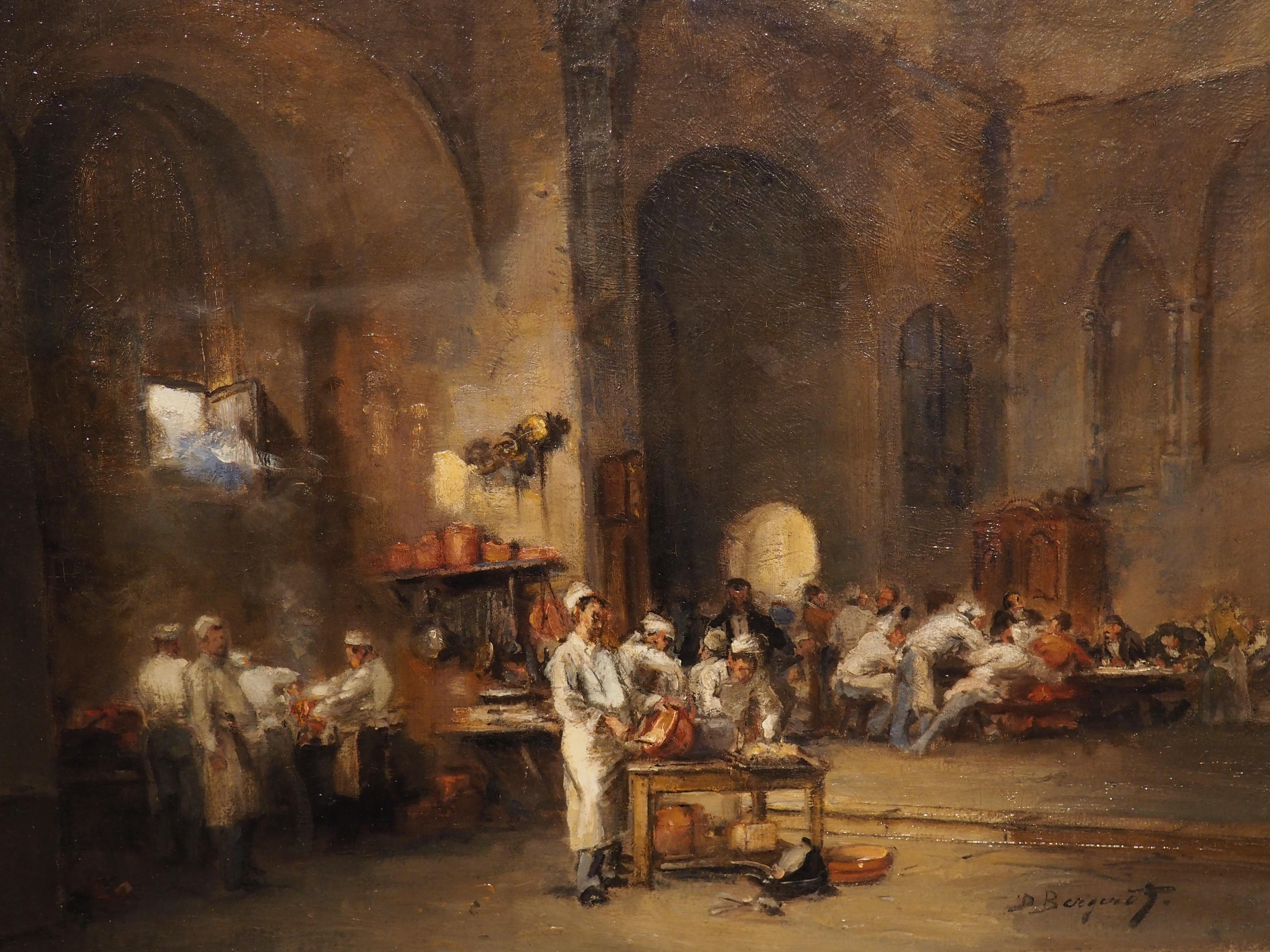 Antique French Oil on Canvas, in the Kitchens of the Chateau, circa 1890s 3