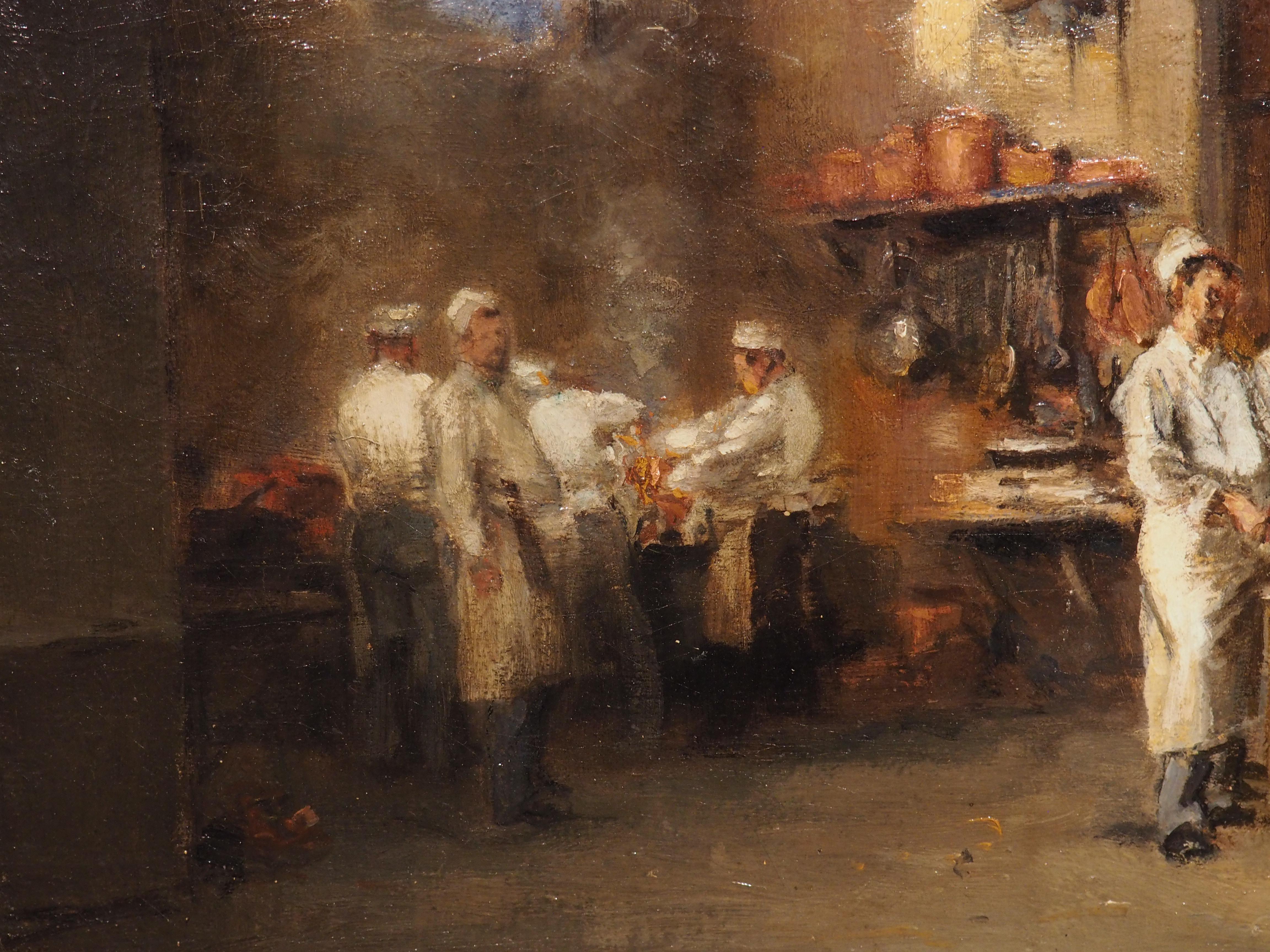 Antique French Oil on Canvas, in the Kitchens of the Chateau, circa 1890s 4
