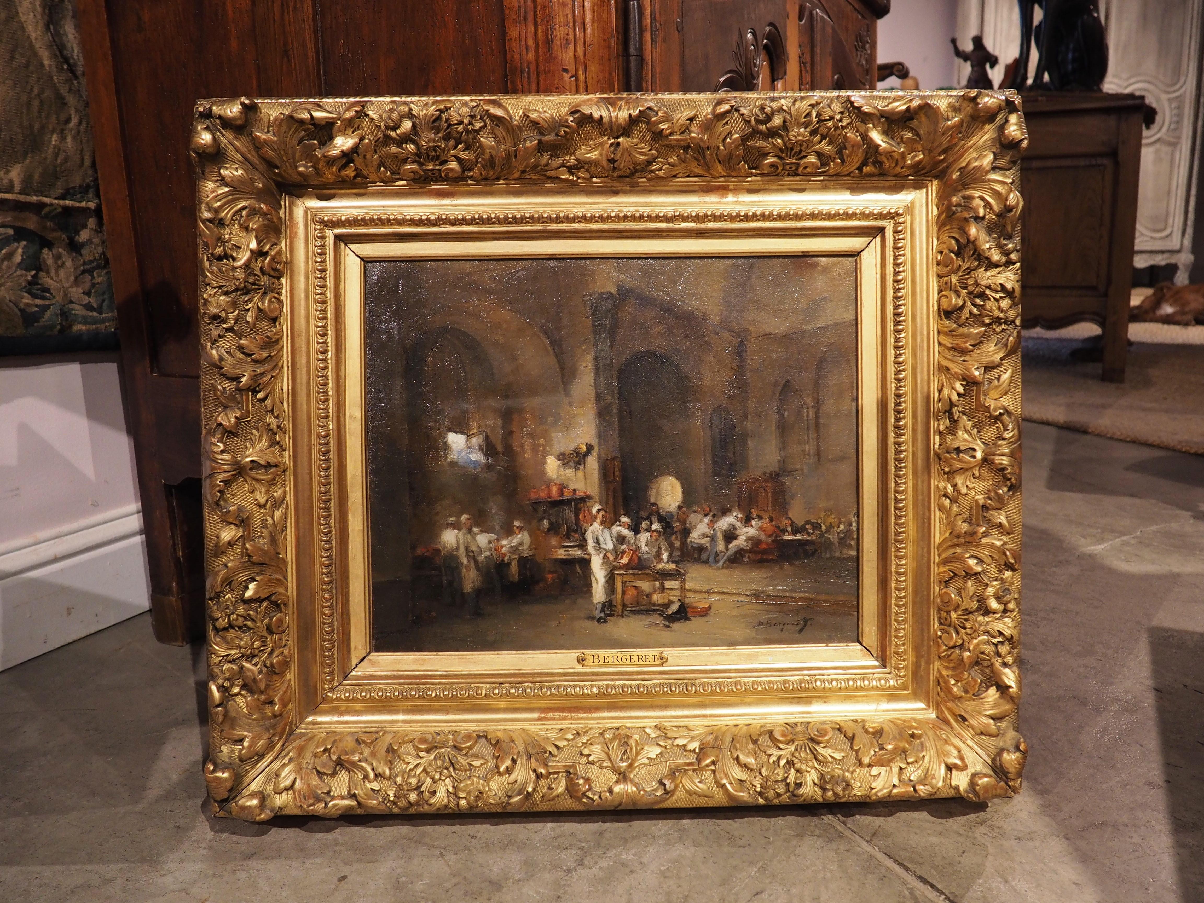 Antique French Oil on Canvas, in the Kitchens of the Chateau, circa 1890s 12