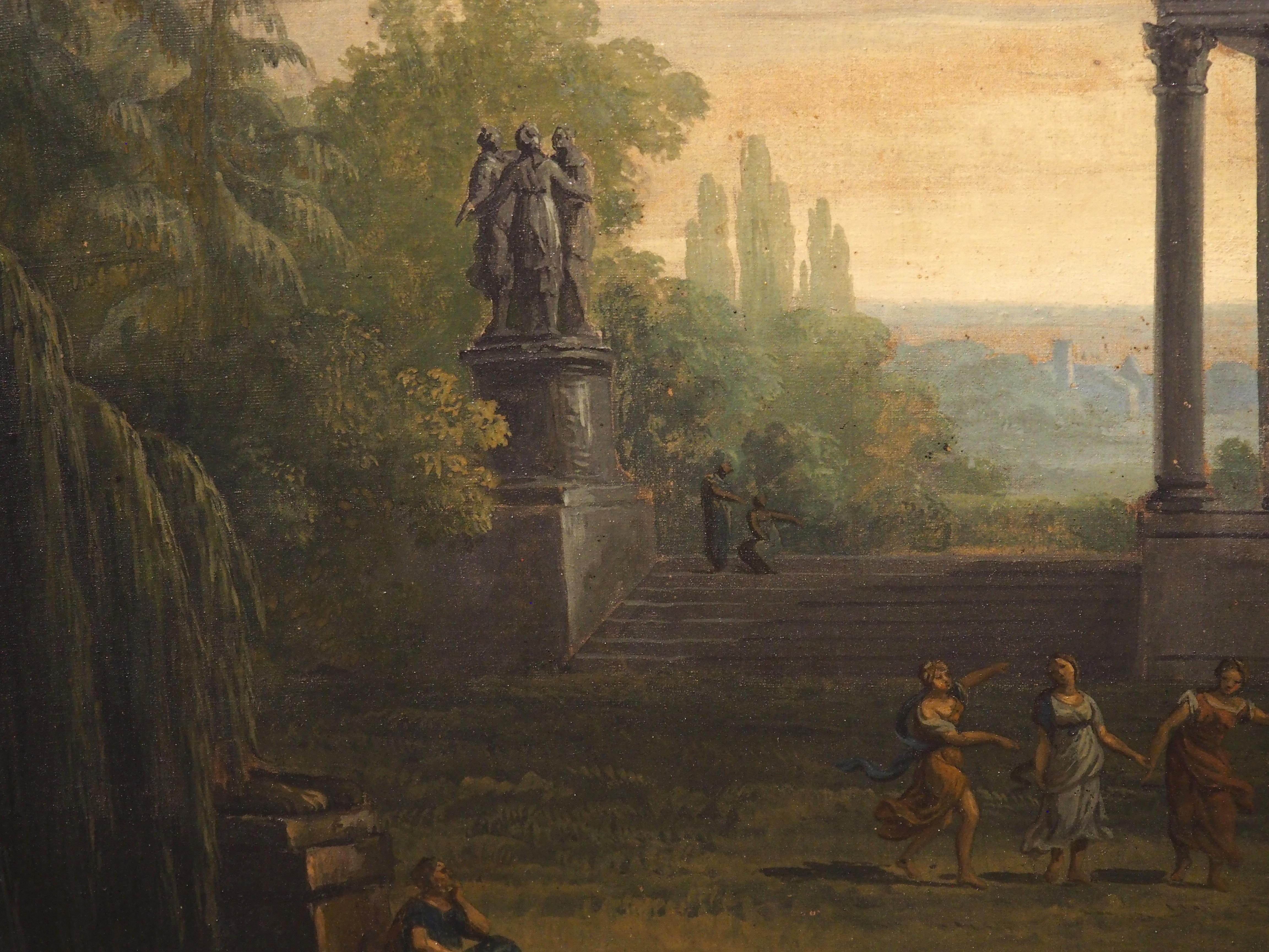 Antique French Öl auf Leinwand Landschaftsgemälde in der Art von Hubert Robert im Angebot 4